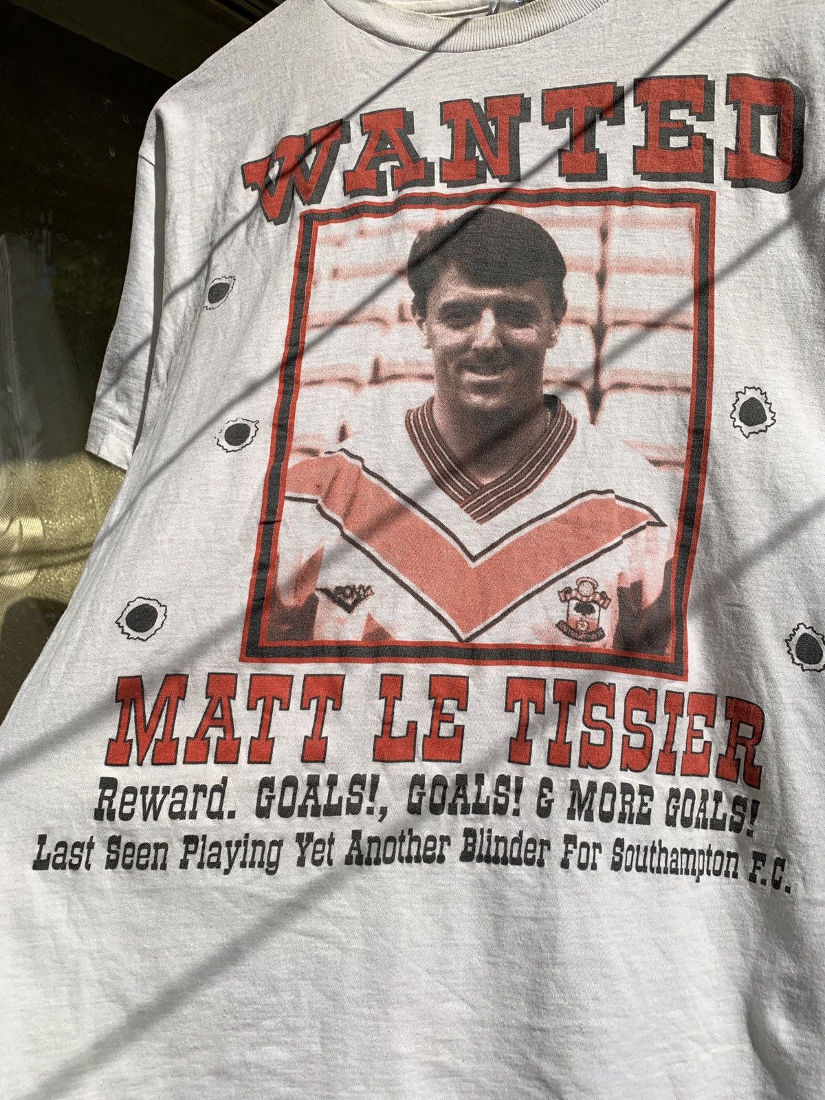 Vintage 80s Vintage Matt Le Tissier Wanted T-Shirt Size US M / EU 48-50 / 2 - 6 Thumbnail