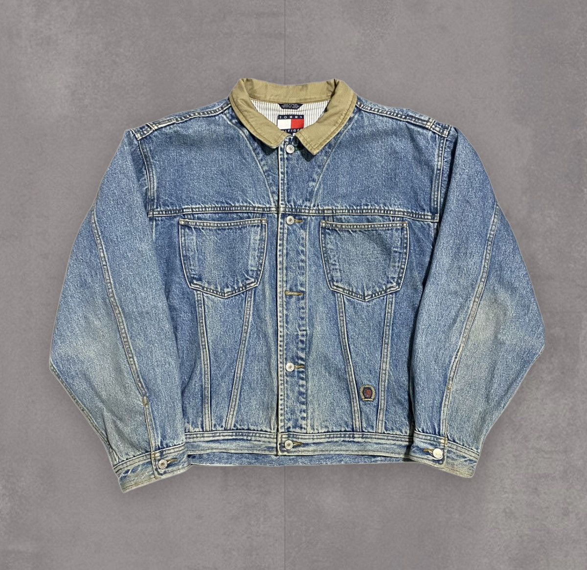 image of 1990S Tommy Hilfiger Denim Crest Jacket in Blue, Men's (Size XL)