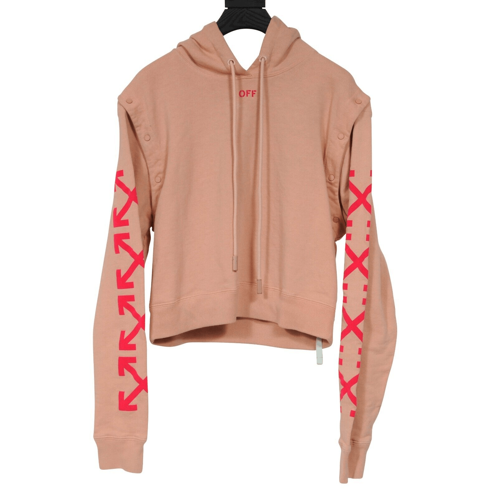 Off-White Cropped Logo Hoodie Sweatshirt Pink Detachable Sleeve Size S / US 4 / IT 40 - 1 Thumbnail