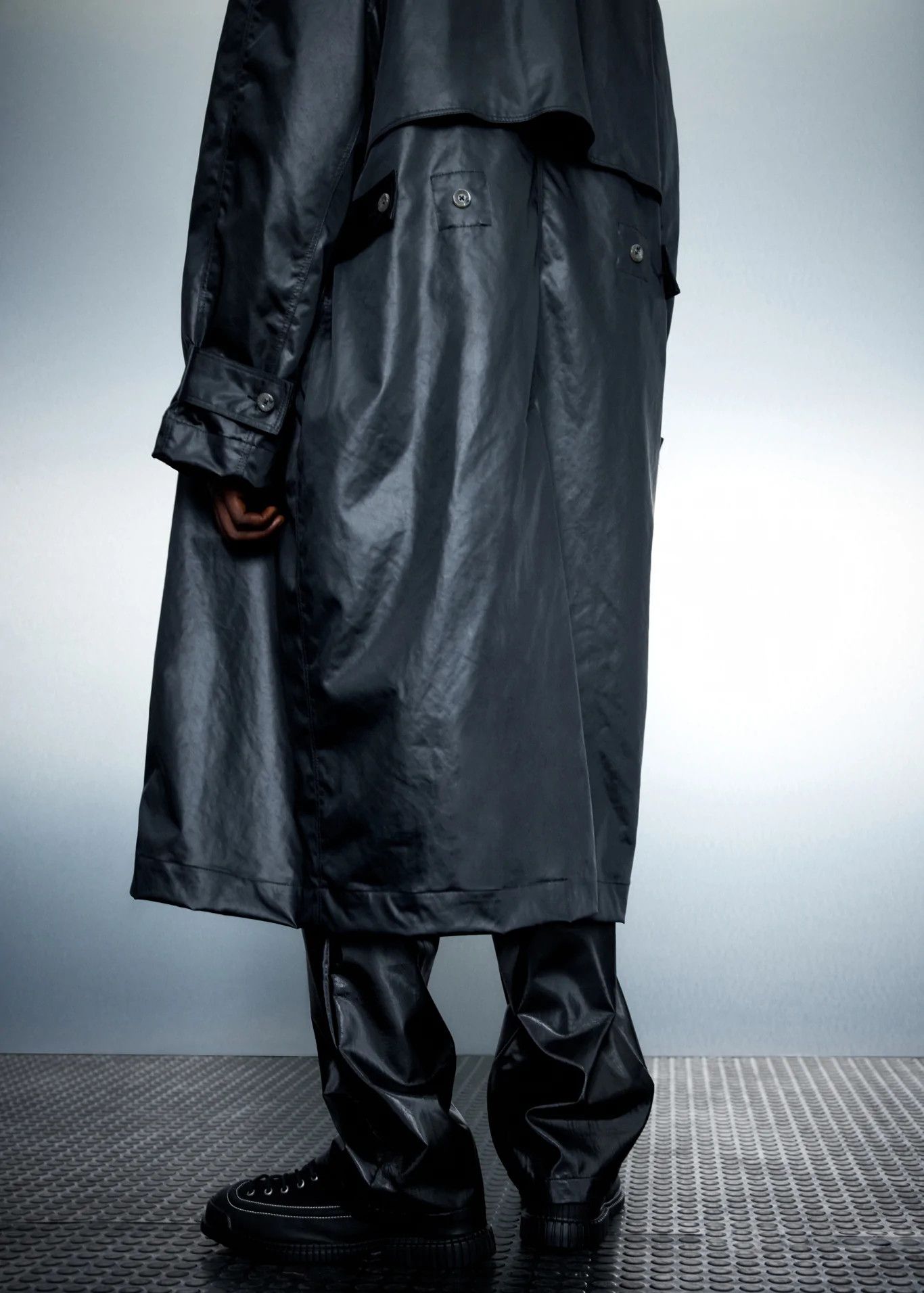 Song For The Mute Long Trench Coat Heavy Nylon Size US S / EU 44-46 / 1 - 4 Thumbnail