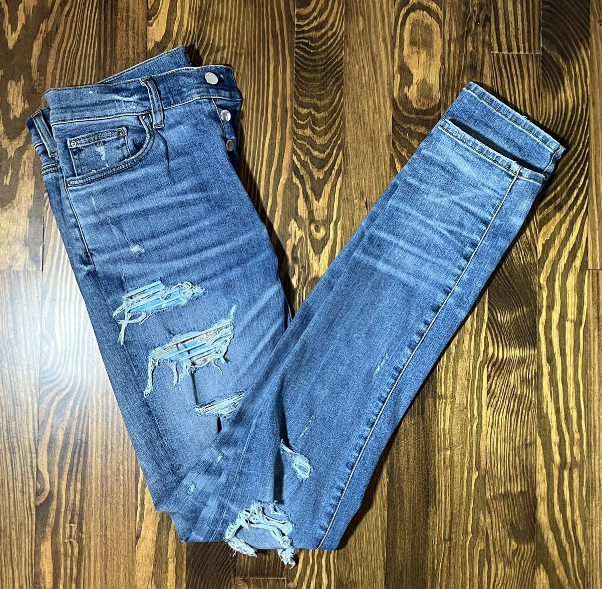 Amiri MX1 Hawain Patch Ripped Jeans Skinny-Fit Jeans Size 33