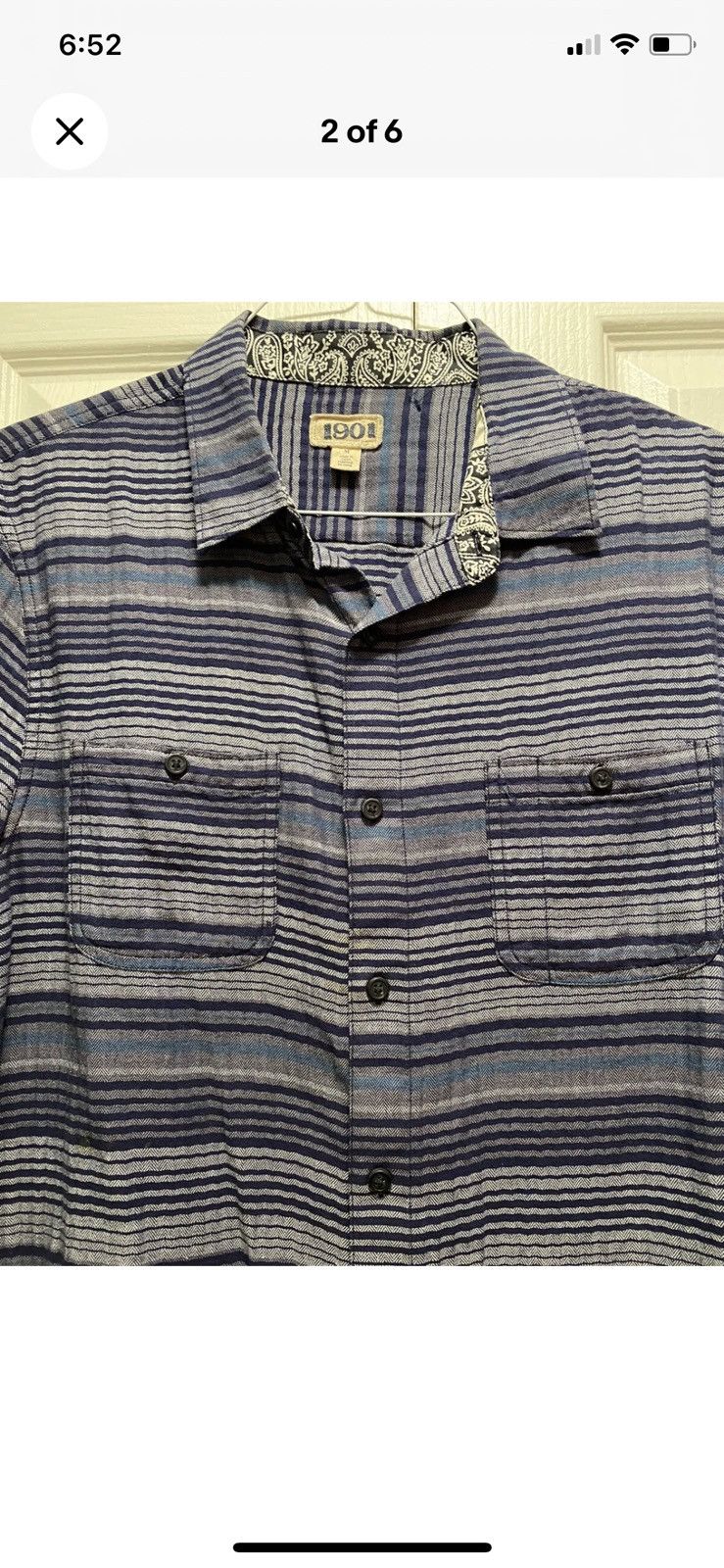 1901 1901 Men's L/S Button Down Shirt M Blue & Violet Striped Size US M / EU 48-50 / 2 - 2 Thumbnail