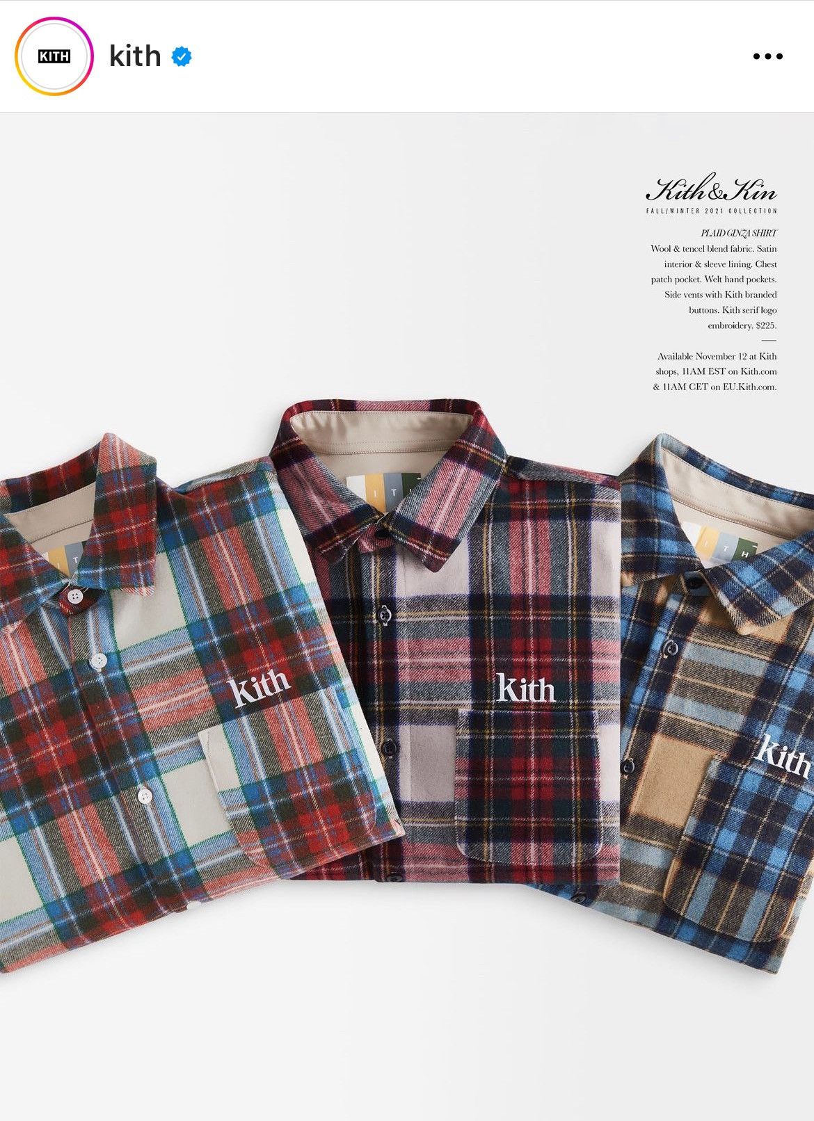 Kith 2021 CHECK PLAiD GiNZA BERGAMOT HEAVYWEiGHT WOOLEN FLANNEL Size US XL / EU 56 / 4 - 22 Thumbnail