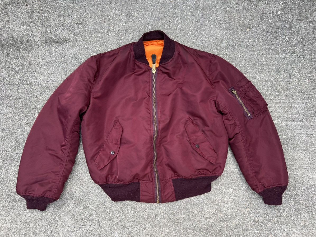 Alpha Industries Vintage 80s Alpha Industries IDEAL Zip Ox Blood MA-1 Bomber Size US L / EU 52-54 / 3 - 12 Thumbnail