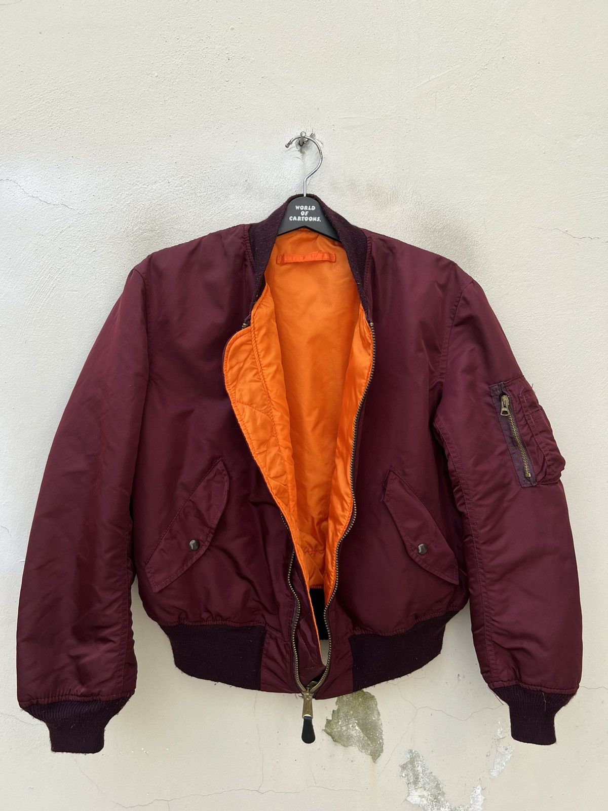 Alpha Industries Vintage 80s Alpha Industries IDEAL Zip Ox Blood MA-1 Bomber Size US L / EU 52-54 / 3 - 5 Thumbnail