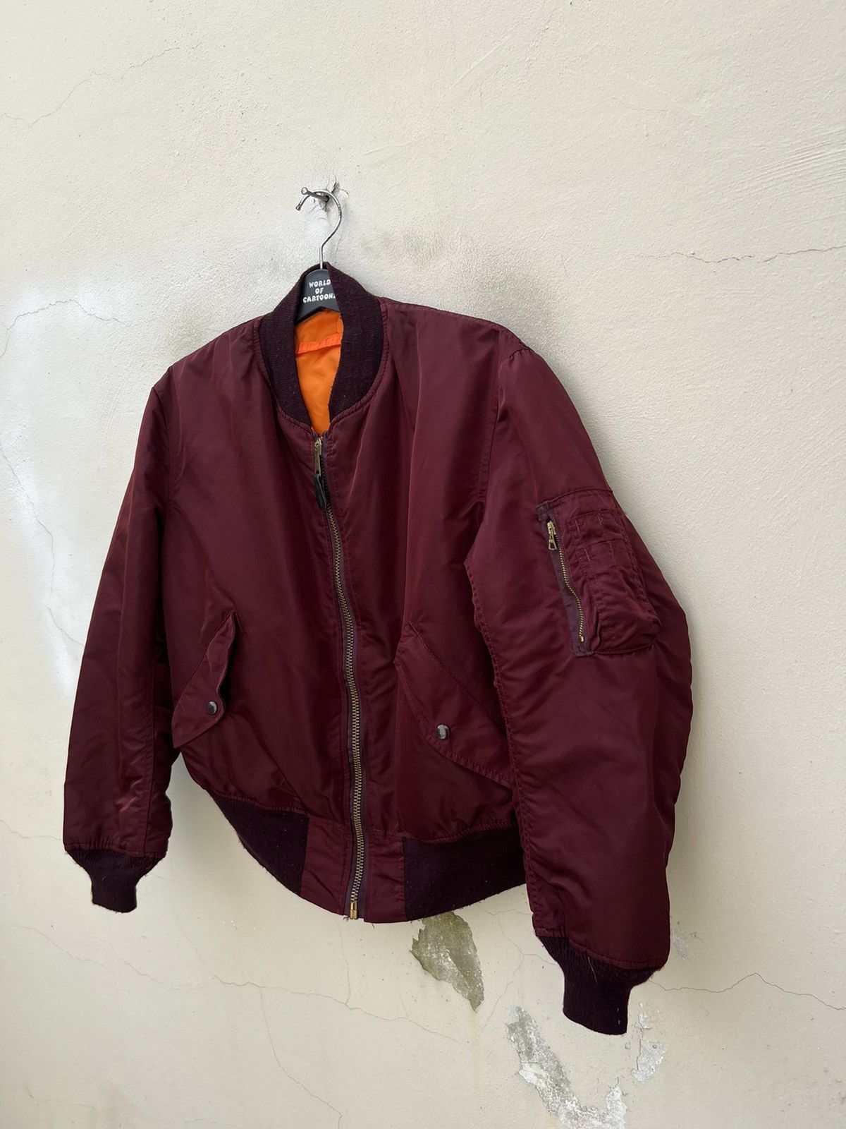 Alpha Industries Vintage 80s Alpha Industries IDEAL Zip Ox Blood MA-1 Bomber Size US L / EU 52-54 / 3 - 2 Thumbnail