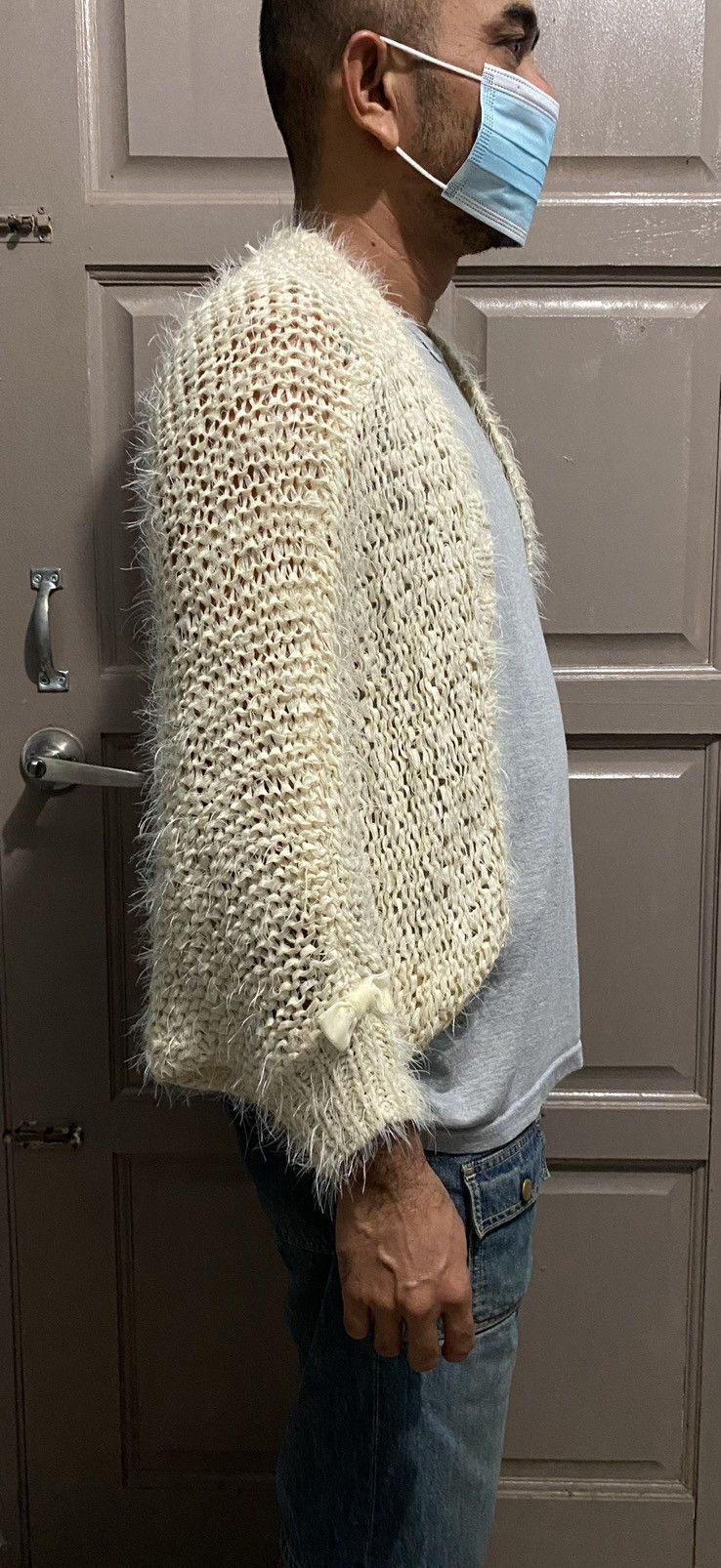 Japanese Brand Nice Design Open Front Fuzzy Furry Sweater Cardigan Size S / US 4 / IT 40 - 2 Thumbnail