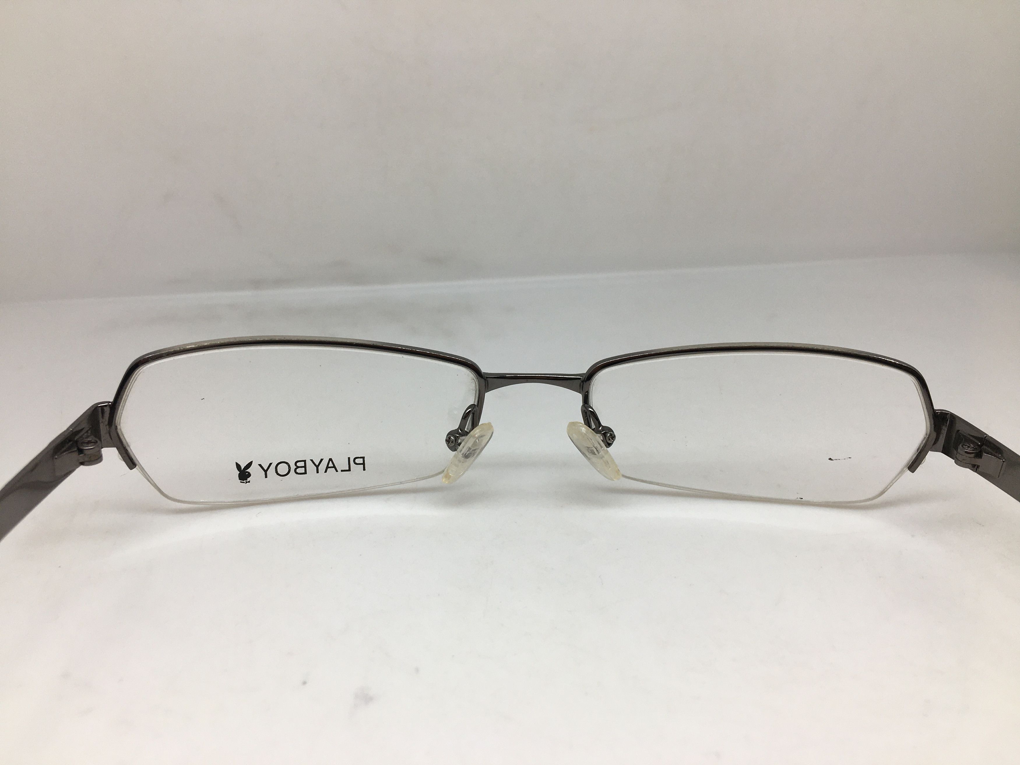 Playboy USA Techno PL-1 Silver Half Rim Eyeglasses Frame