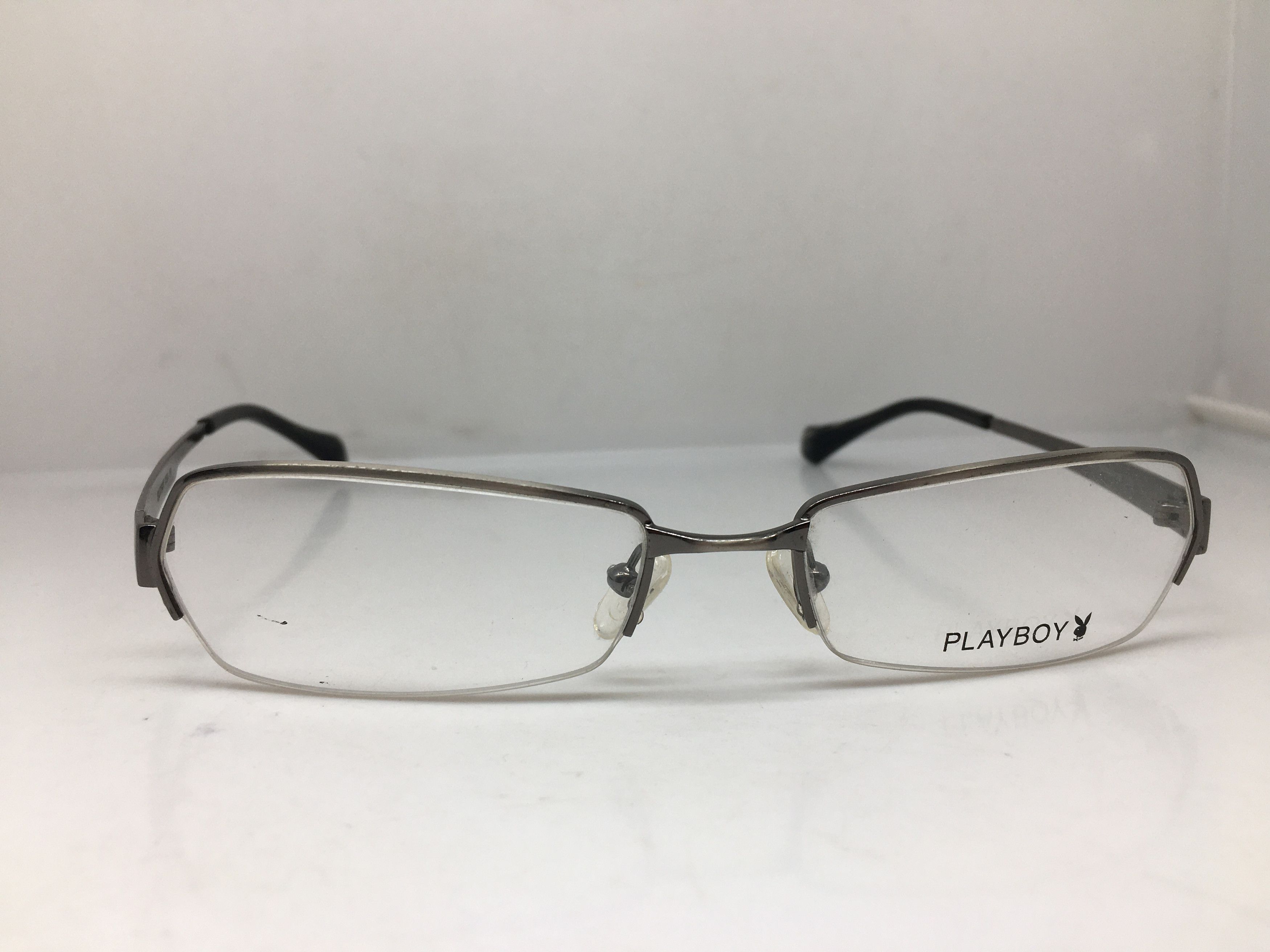 Playboy USA Techno PL-1 Silver Half Rim Eyeglasses Frame