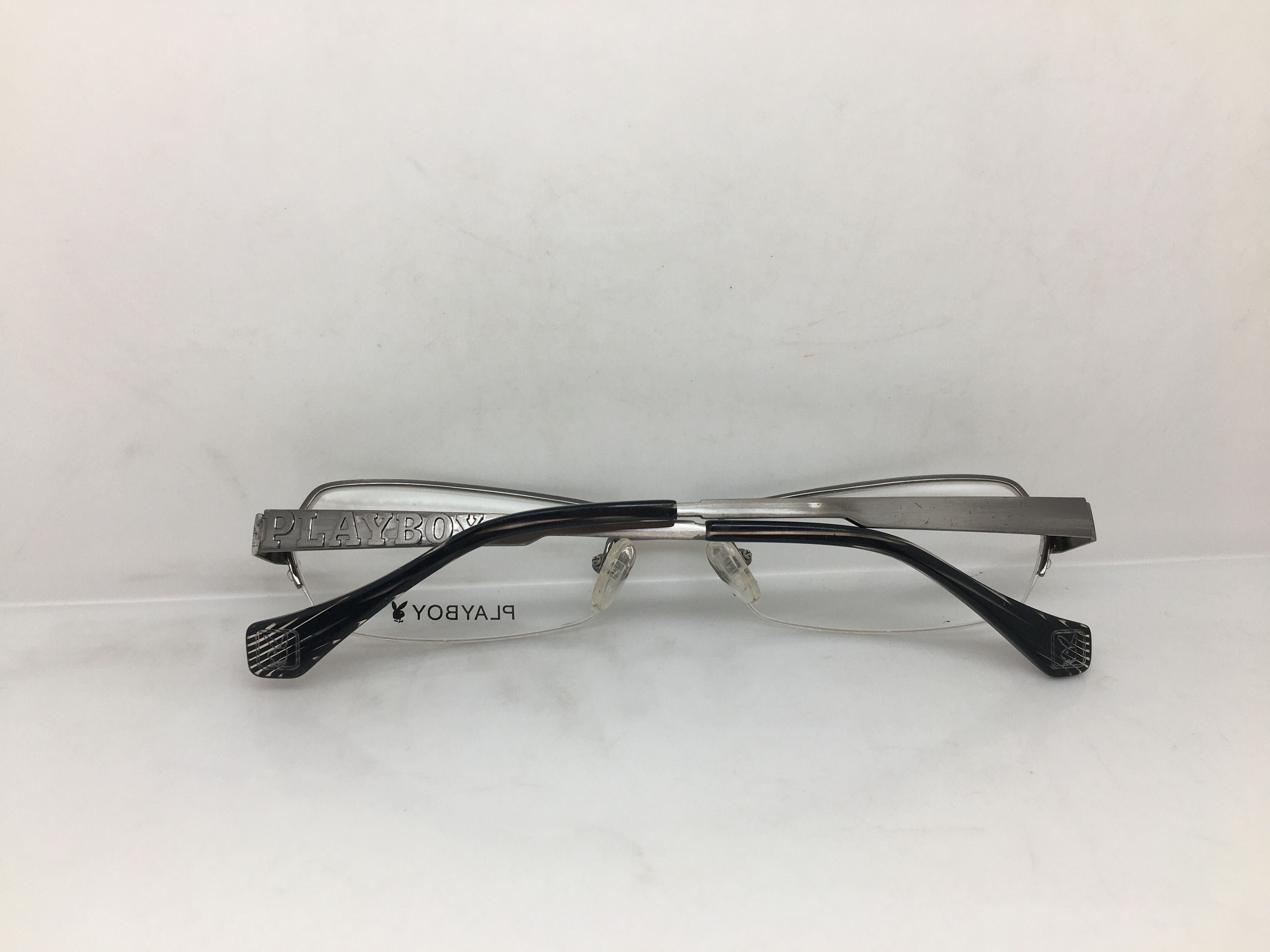 Playboy USA Techno PL-1 Silver Half Rim Eyeglasses Frame