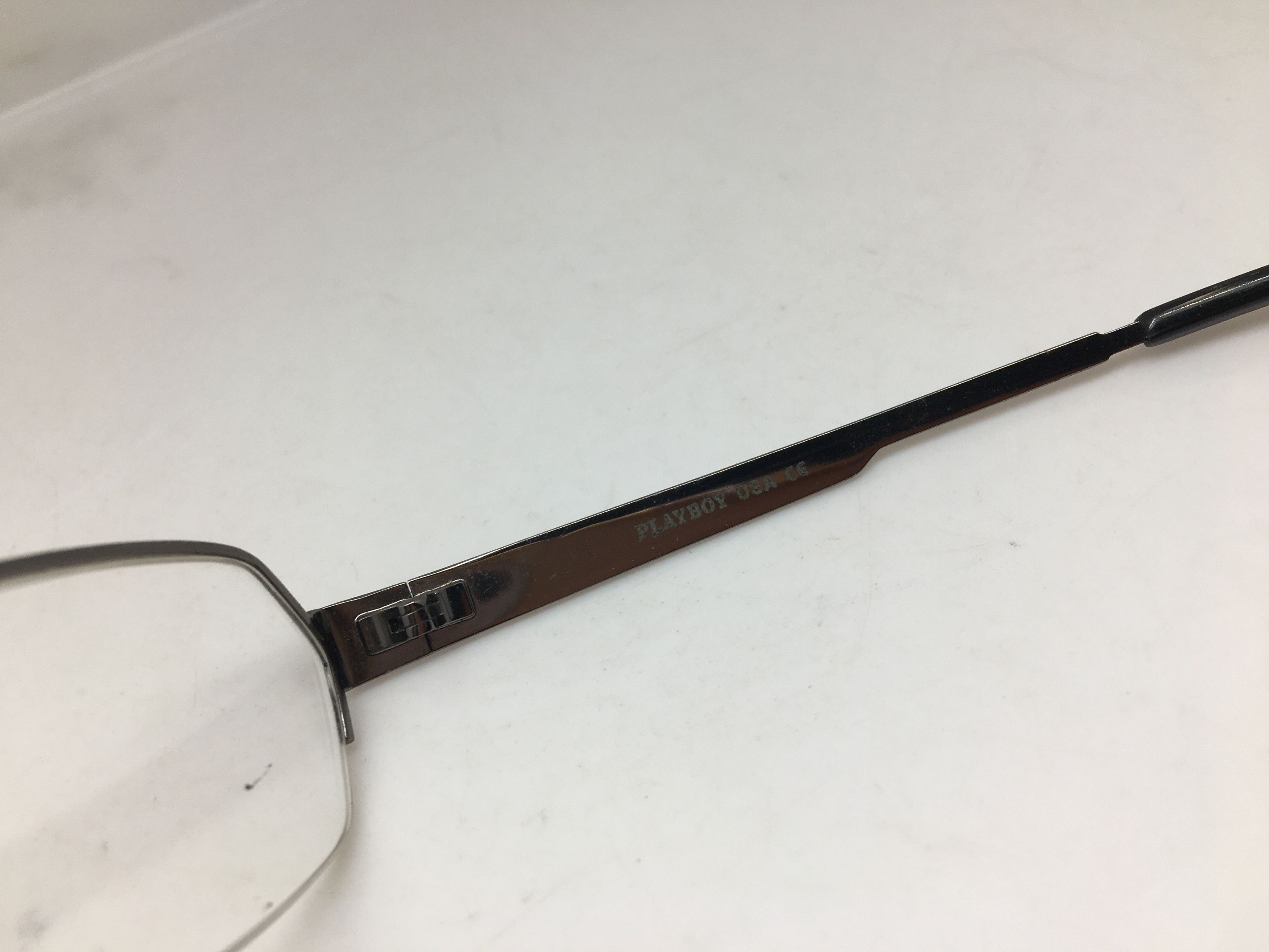 Playboy USA Techno PL-1 Silver Half Rim Eyeglasses Frame