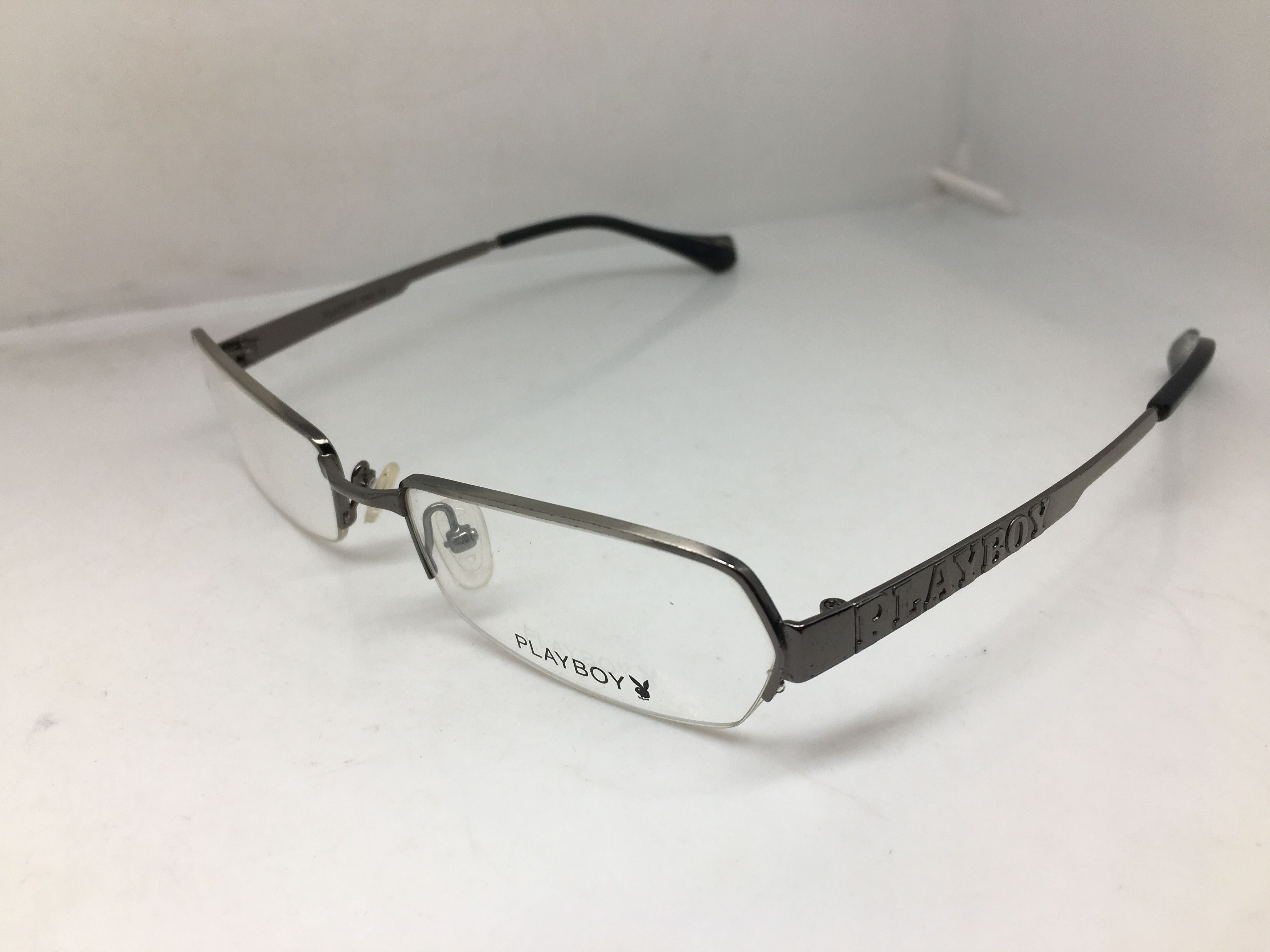 Playboy USA Techno PL-1 Silver Half Rim Eyeglasses Frame