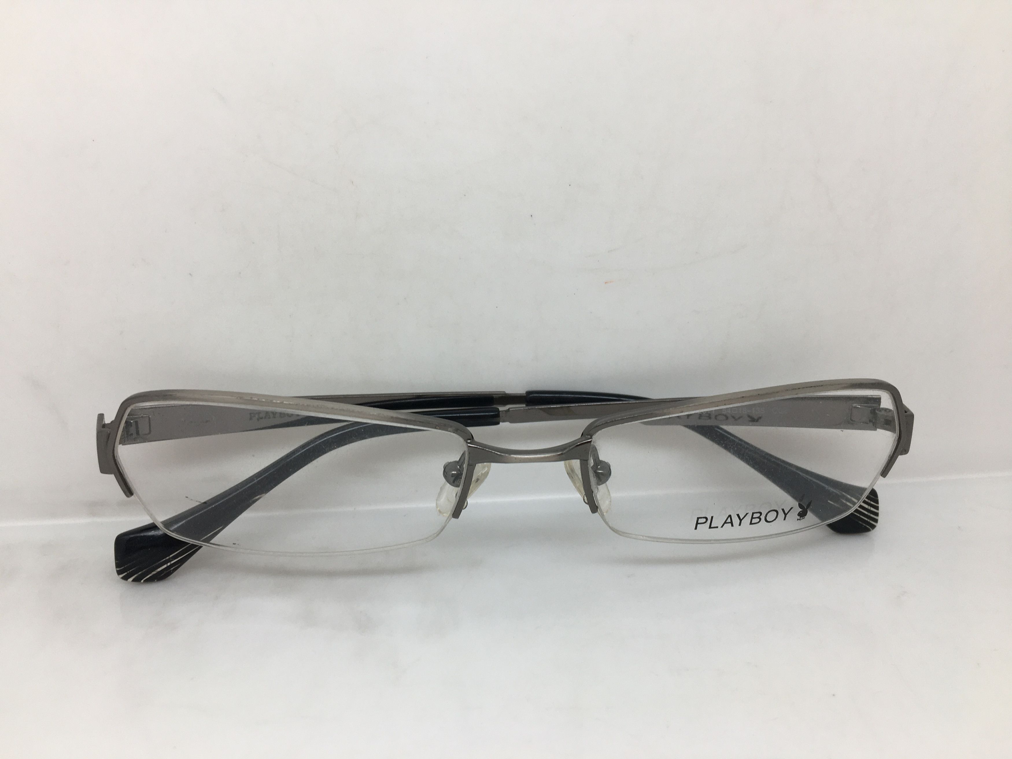 Playboy USA Techno PL-1 Silver Half Rim Eyeglasses Frame