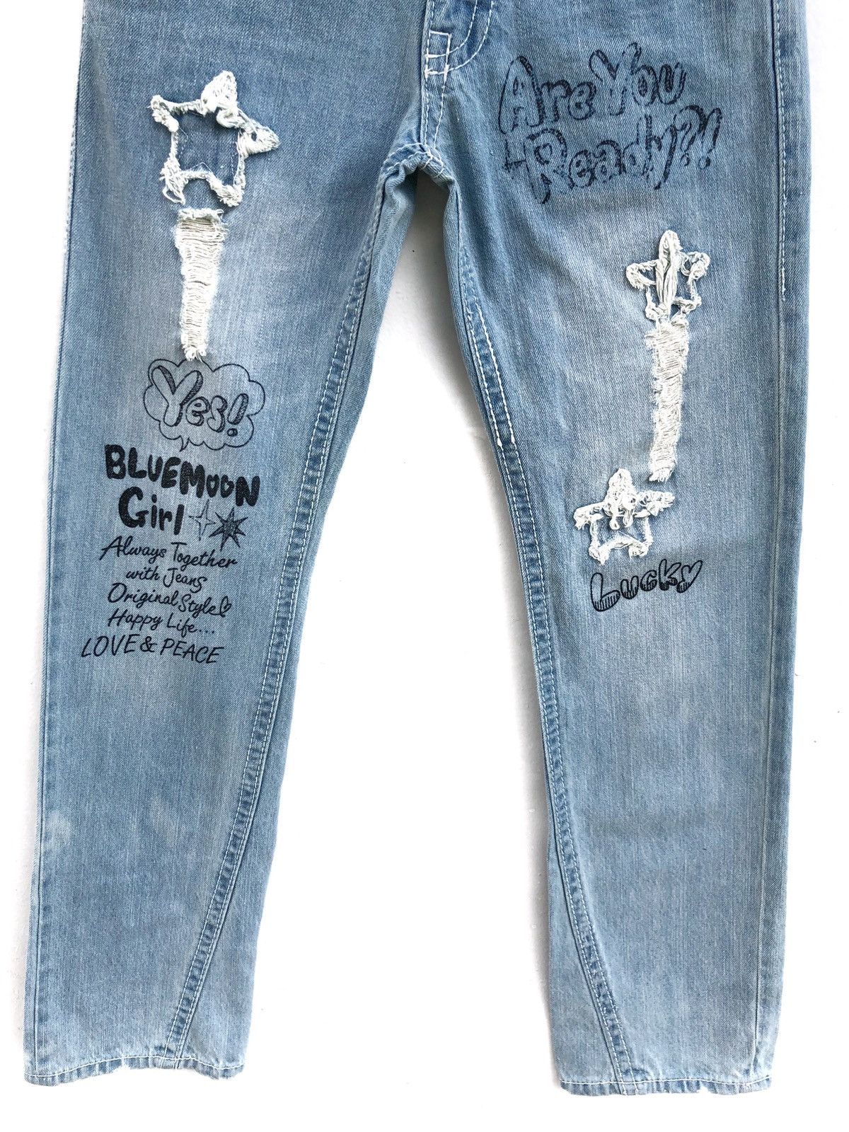 Hysteric Glamour × Japanese Brand × Vintage Japanese Brand Blue Moon Distressed Jean Size US 26 / EU 42 - 5 Thumbnail