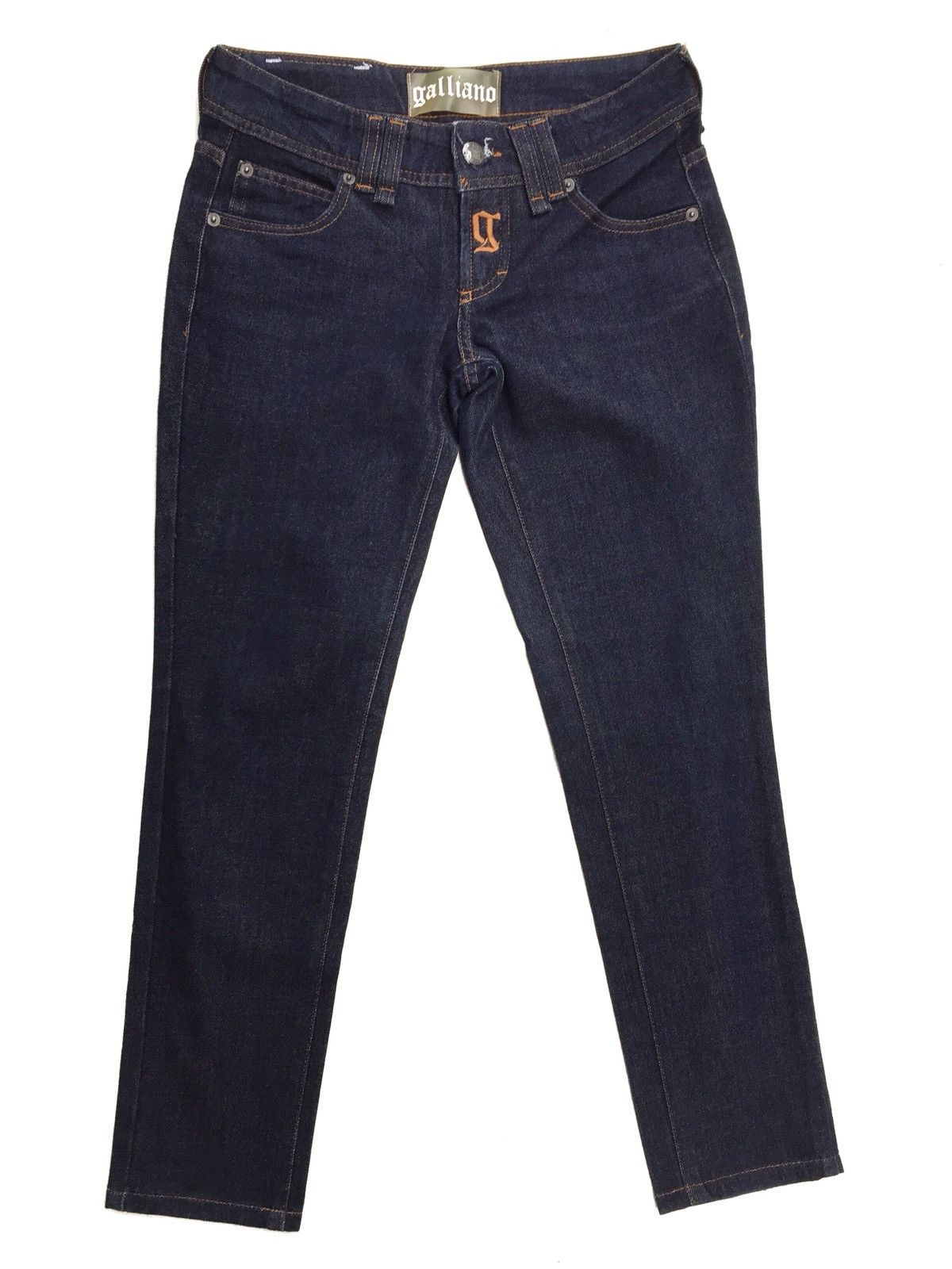 John Galliano JOHN GALLIANO Navy Blue Slim Fit Skinny Jeans Size US 27 - 1 Thumbnail