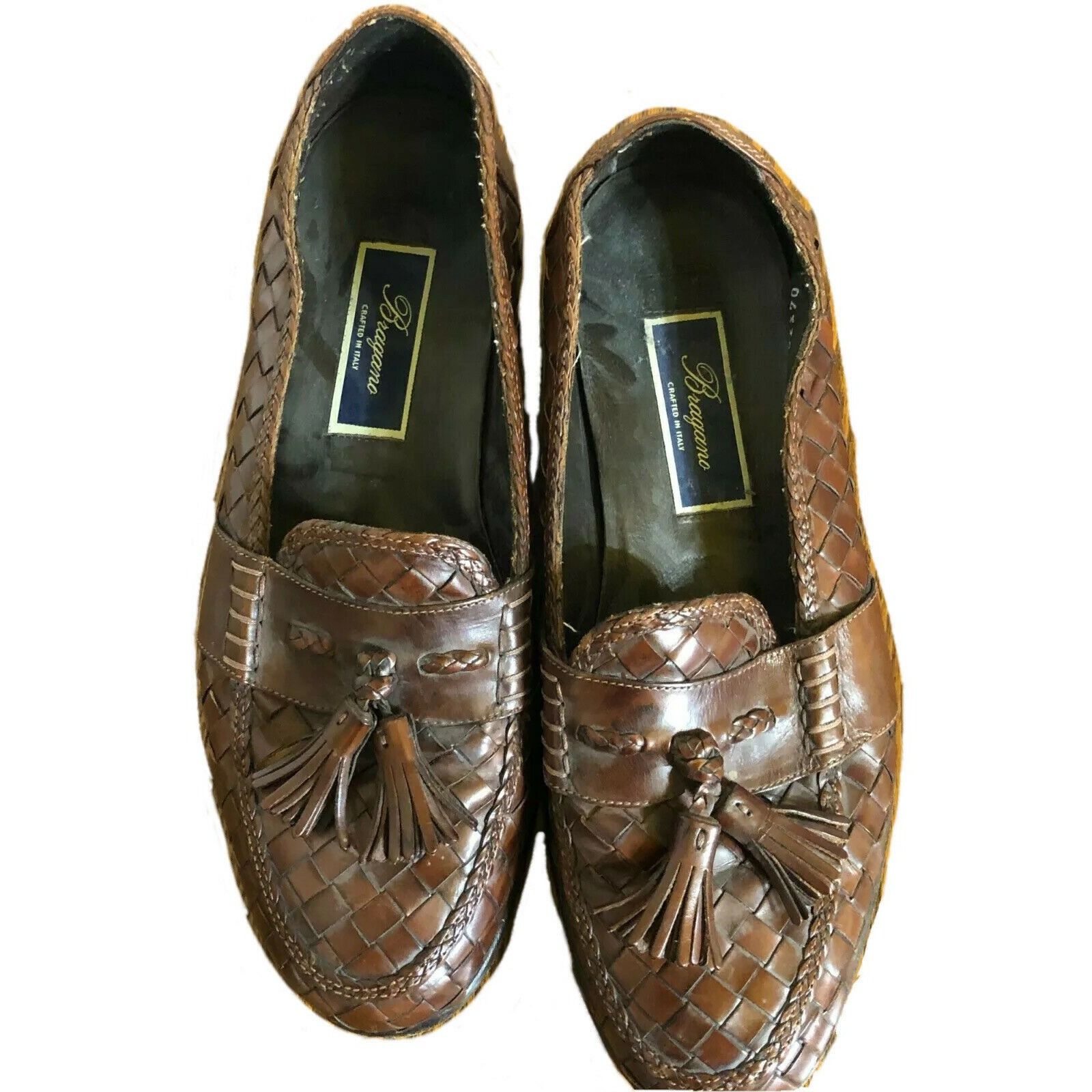 Bragano Bragano Men 9.5M Penny Loafers Woven Brown Leather Outsole ...