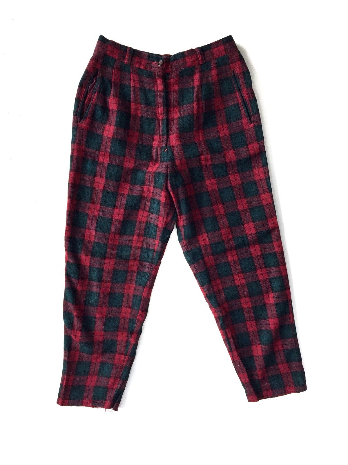 Japanese Brand × Vintage Vintage Wool Checkered Plaid Trousers Pants Size US 26 / EU 42 - 1 Thumbnail