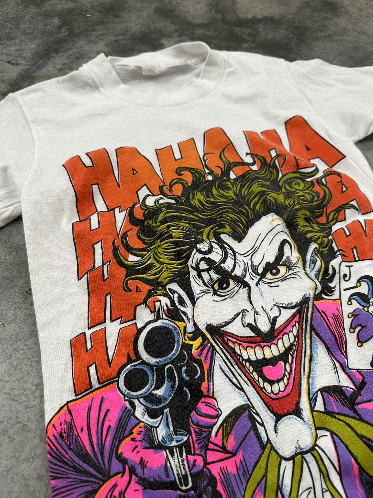 image of Vintage Grail 1989 Joker All Over "hahaha " Portrait Tee Small in White, Men's