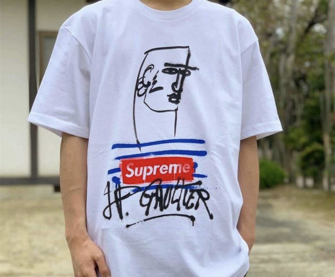 Supreme DSWT Supreme Jean Paul Gaultier BLACK box logo tee | Grailed