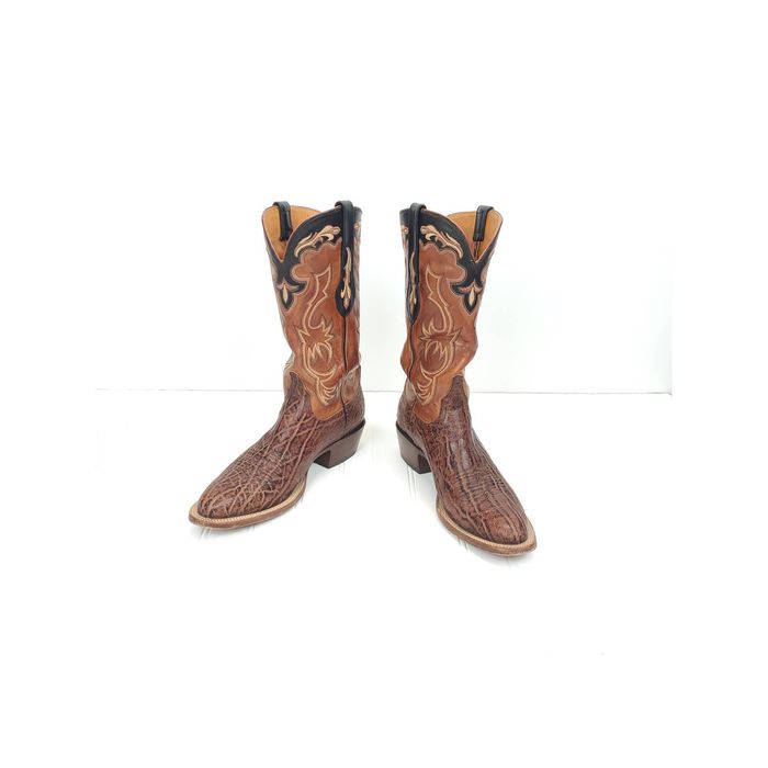 Bottes De Cowboy Resistol Lucchese – Exotique Autruche – 11,5 D – Marron – Cuir – Occasion