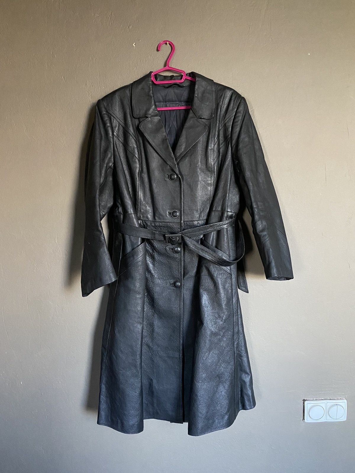 image of Avant Garde x Vintage Leather Trench Coat in Black, Men's (Size Medium)