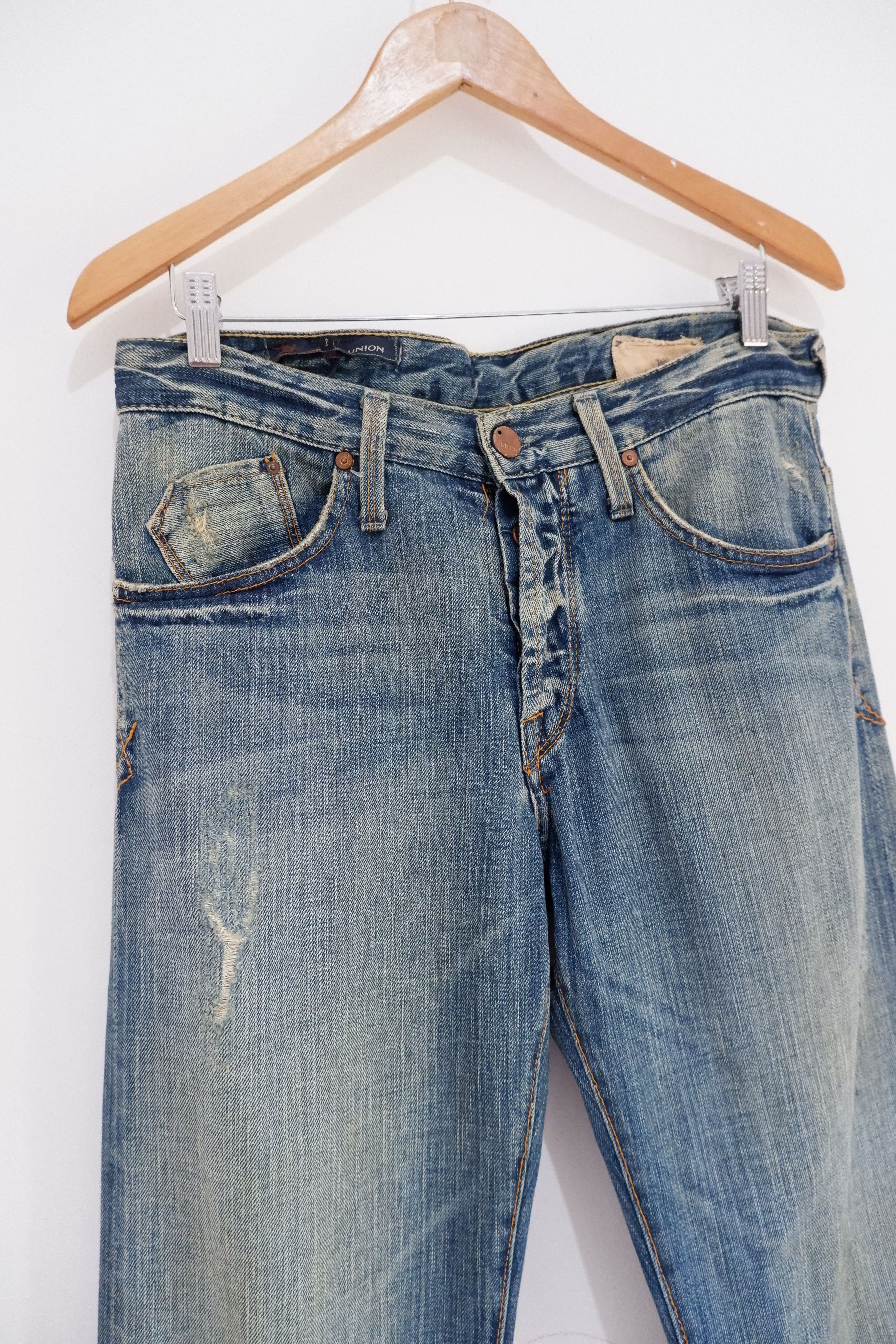 Kapital Vintage Union LA Distressed Mudwash Jeans Size US 32 / EU 48 - 3 Thumbnail