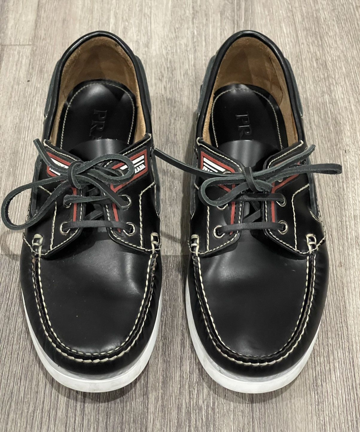 Prada Brushed Spazzolato Leather Boat Shoes 2EG269 Sz. 6 Footwear