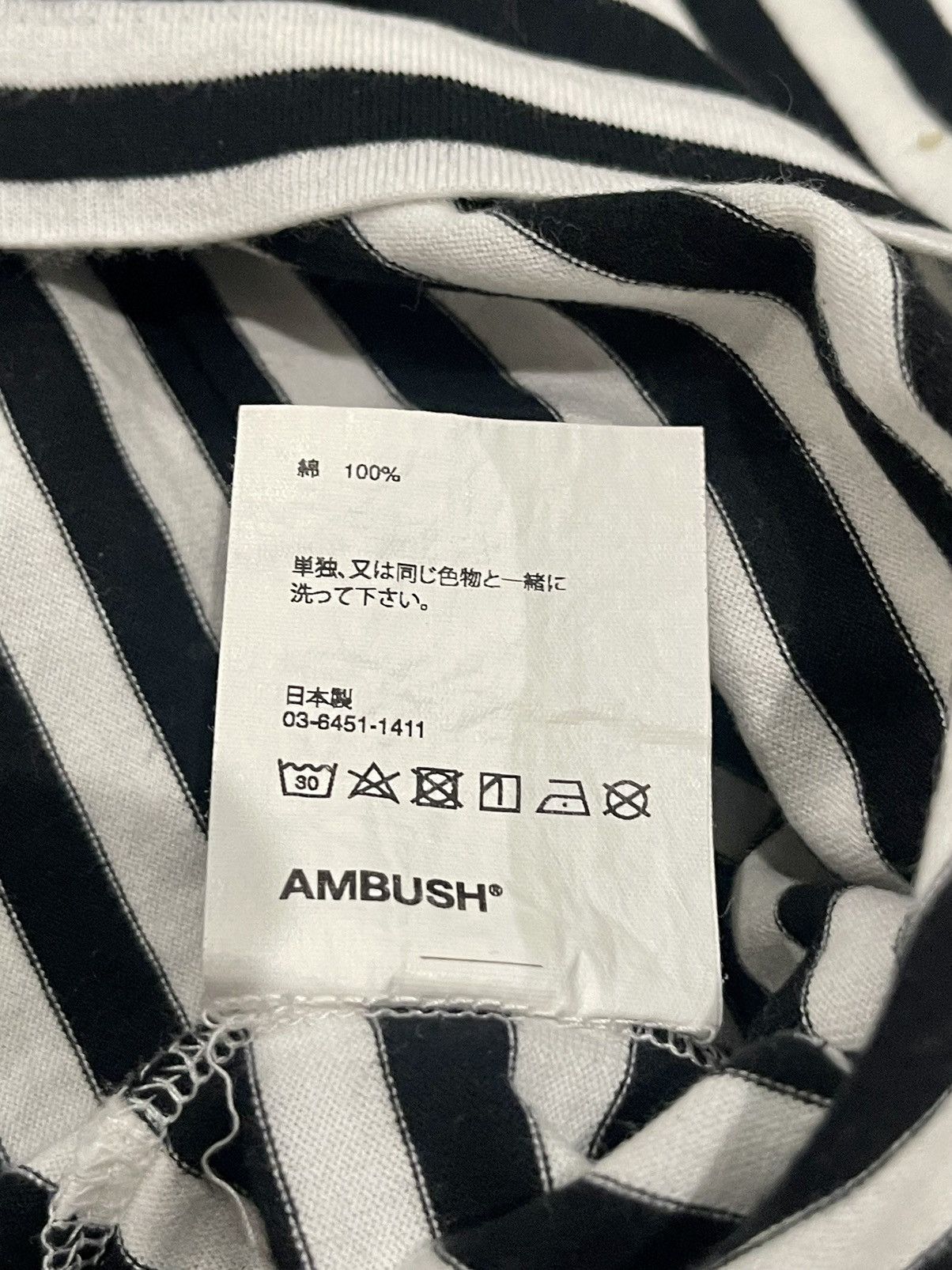 Ambush Design AMBUSH ‘A’ Long Sleeve Striped T-Shirt Sz. 2 AMBT-602 Size US S / EU 44-46 / 1 - 3 Thumbnail