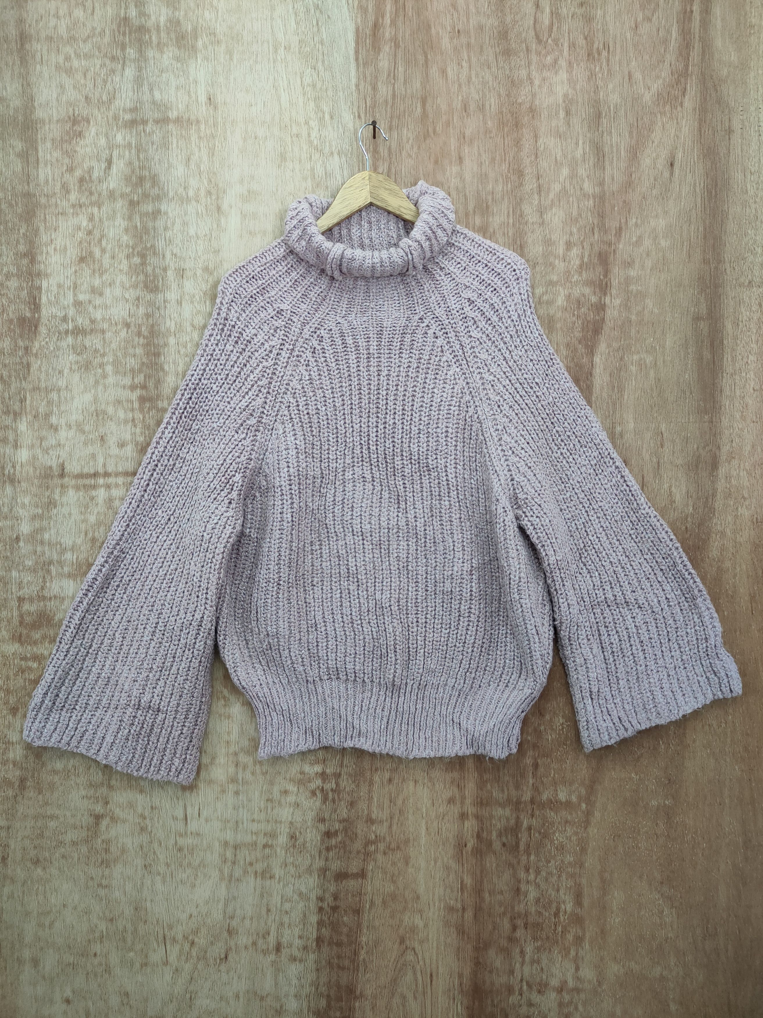 image of Aran Isles Knitwear x Vintage Dl Japan Cable Mohair Knitwear Turtleneck 46-141 in Dark Pink, Women'