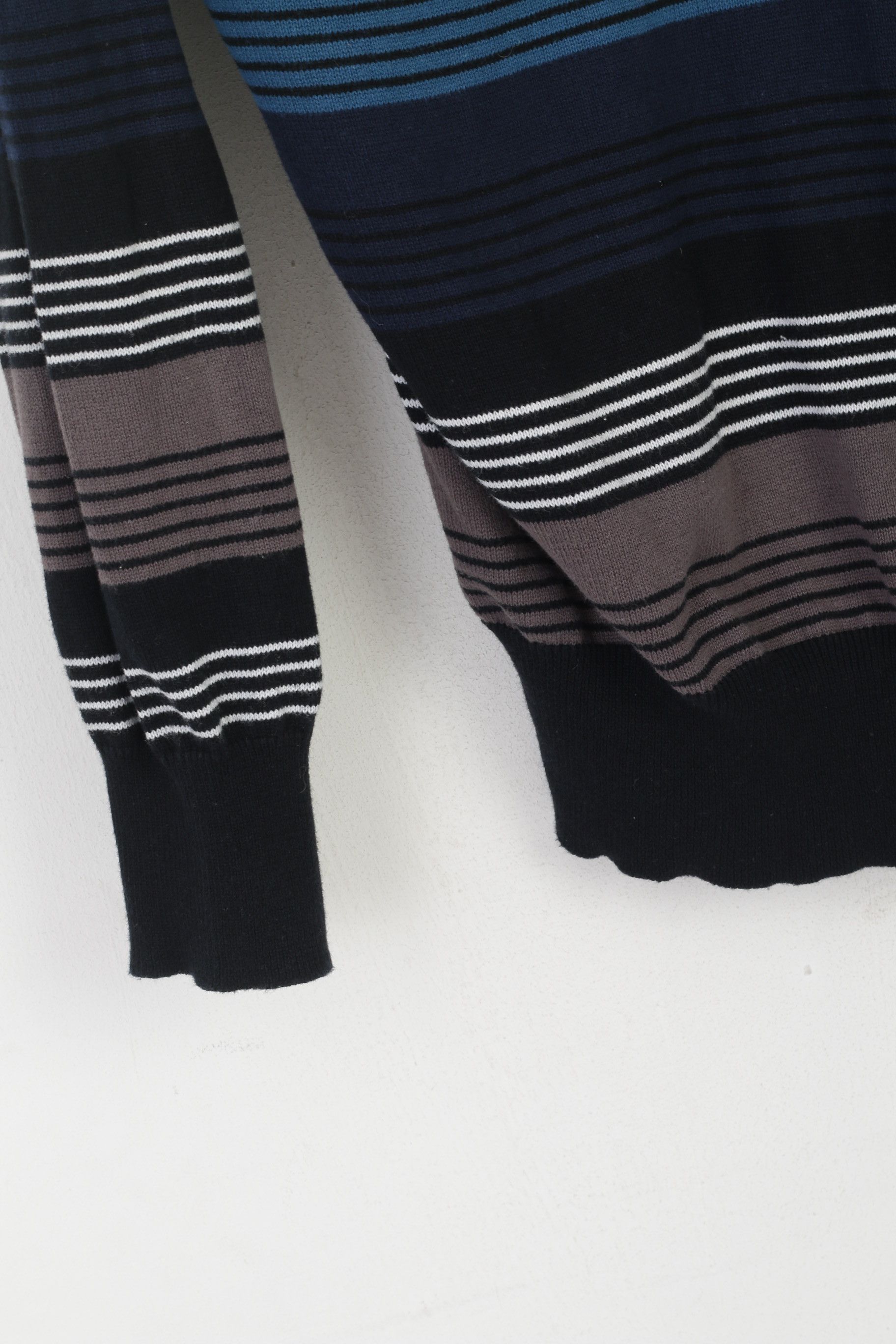 Vintage Tom Wolfe Men M Jumper Black Blue Striped 8500 Size US M / EU 48-50 / 2 - 3 Thumbnail