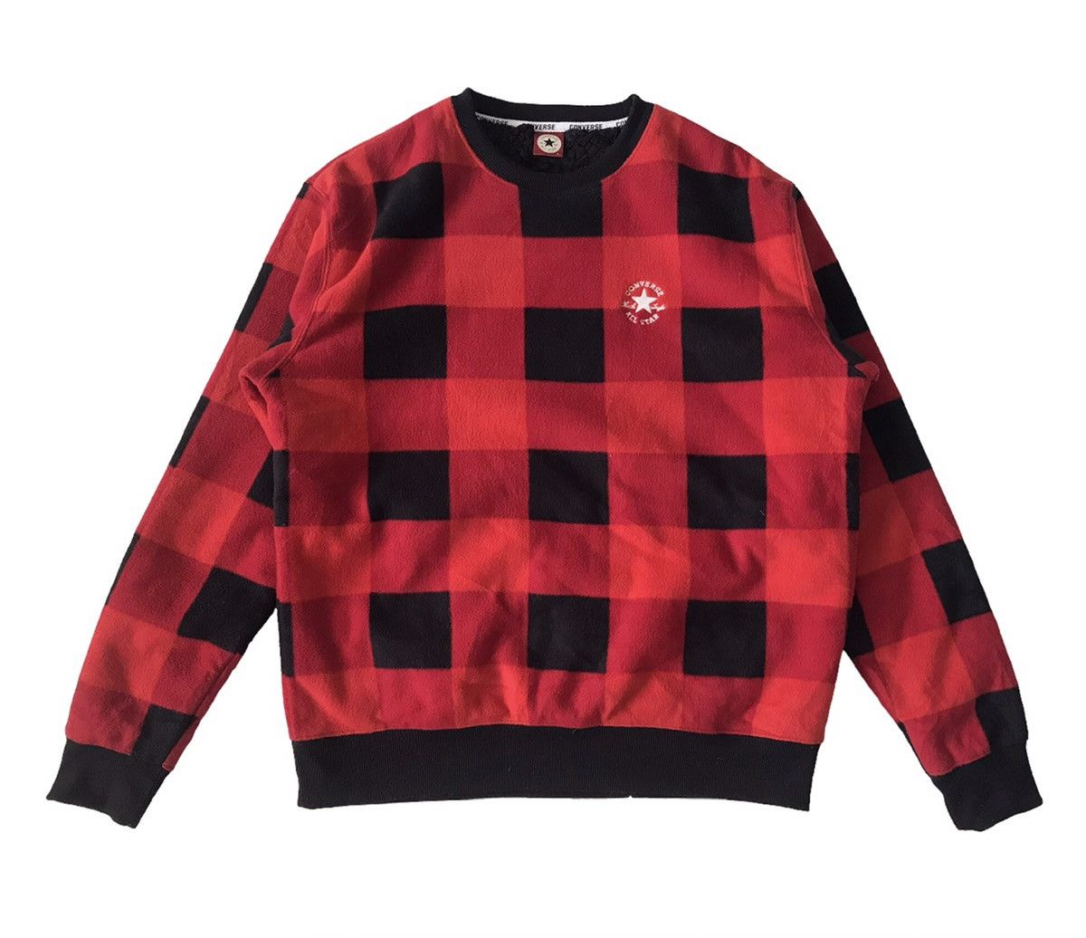 Converse 💥Nice Red Black Checked Converse Sweater Pullover Size US L / EU 52-54 / 3 - 1 Thumbnail