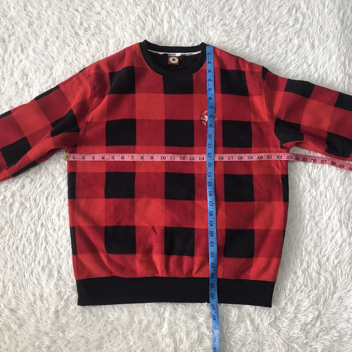 Converse 💥Nice Red Black Checked Converse Sweater Pullover Size US L / EU 52-54 / 3 - 4 Thumbnail