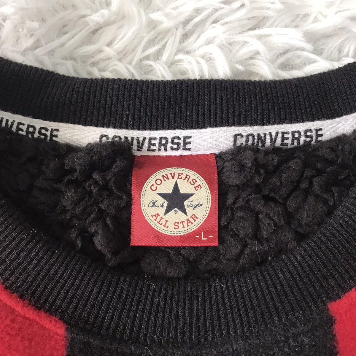 Converse 💥Nice Red Black Checked Converse Sweater Pullover Size US L / EU 52-54 / 3 - 7 Thumbnail
