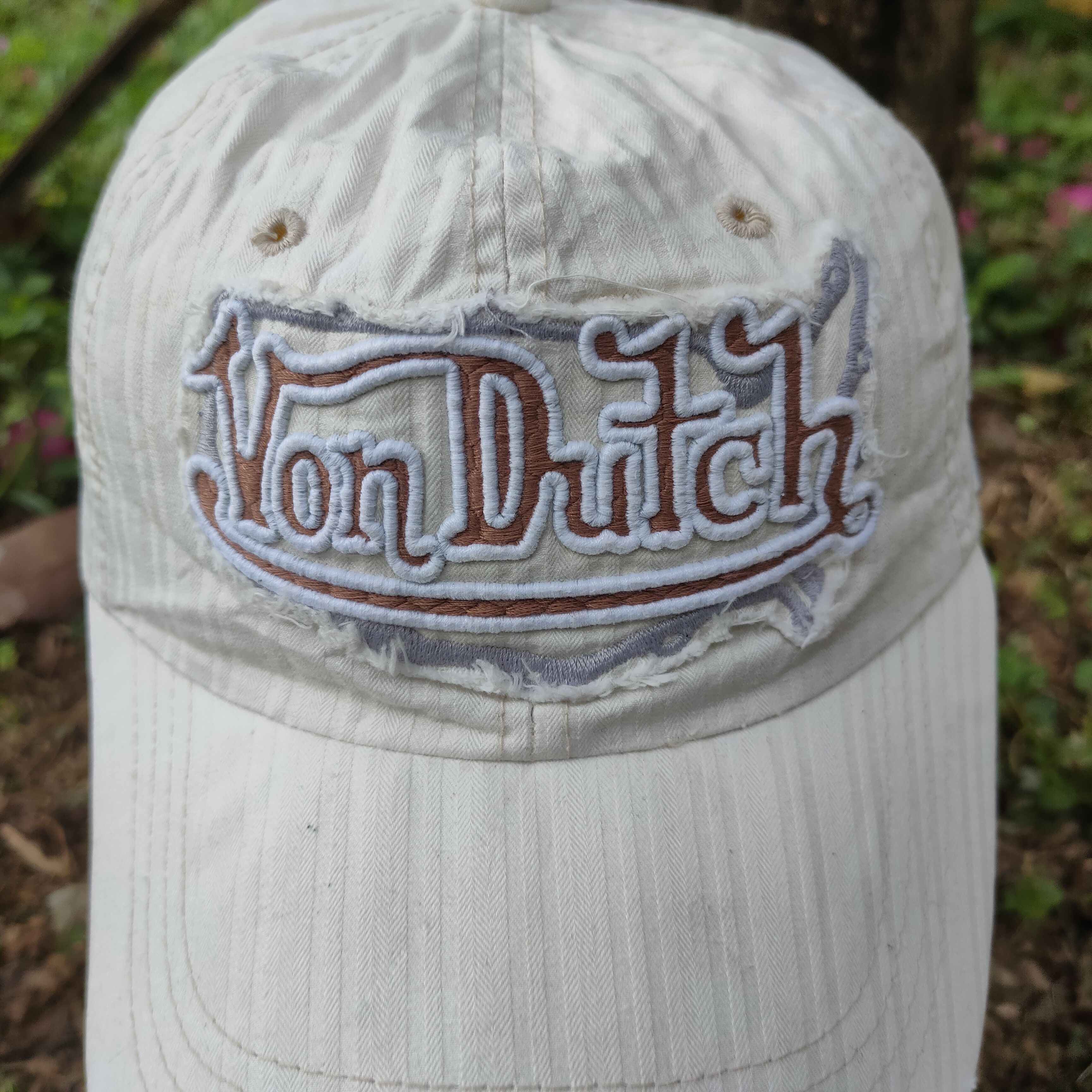 Vintage Vintage VON DUTCH Patches Embroidery Cap Cream Distressed Size ONE SIZE - 2 Thumbnail