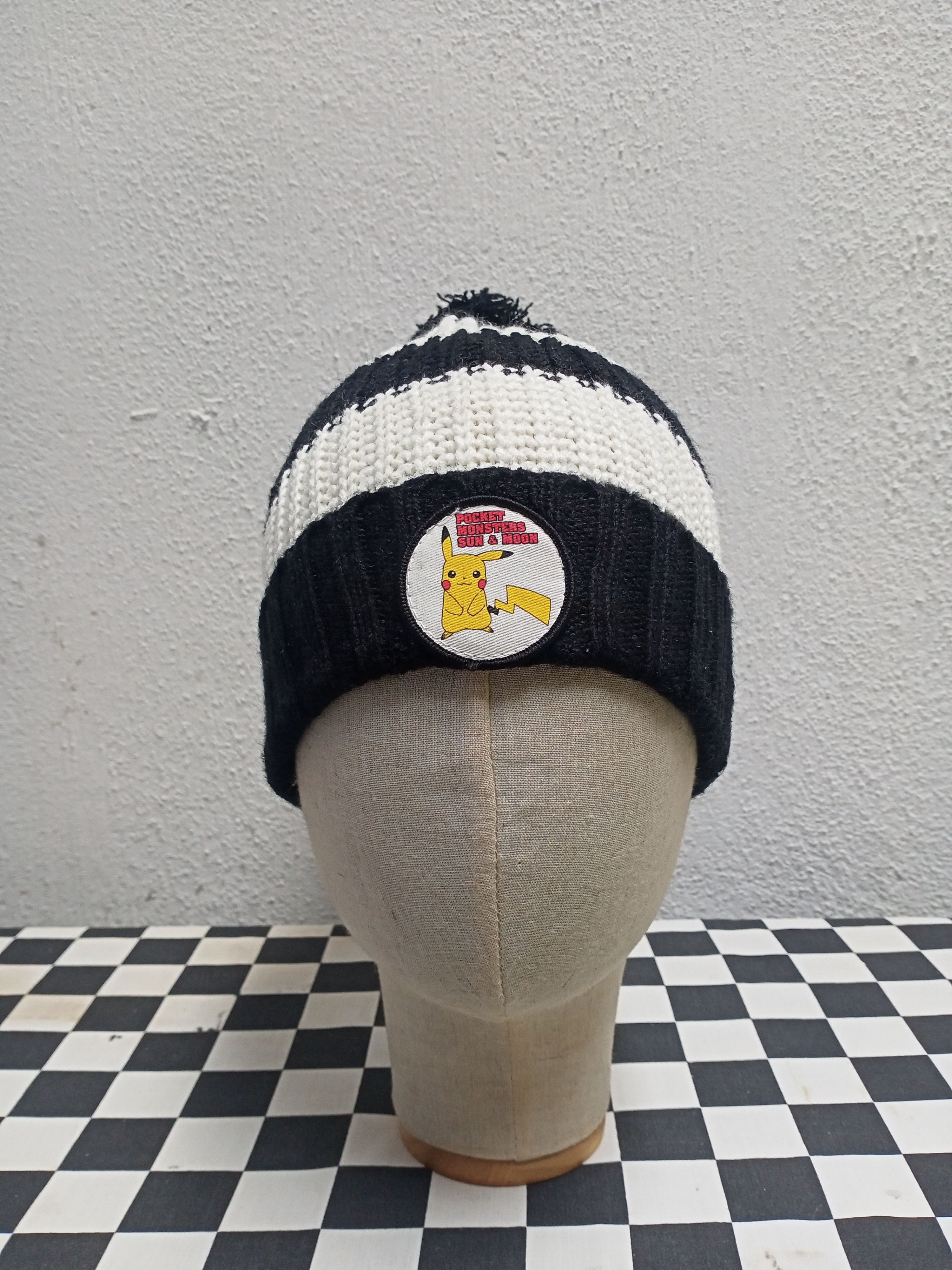 image of Pokemon Pikachu Patches Beanie Hat in Black/White, Men's
