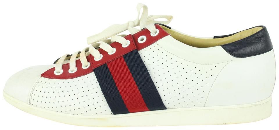 Gucci 192713 US 10 Perforated LEather Web Sneaker 167ggs712