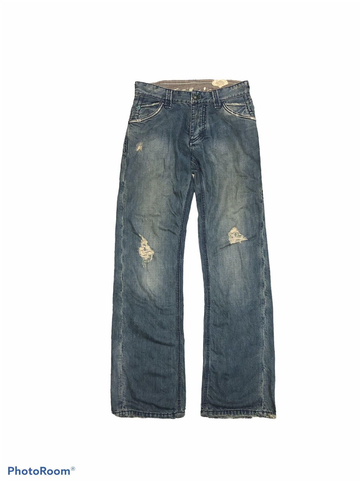 STITCH'S DAKOTA WASHED BLUE DISTRESSED DENIM
