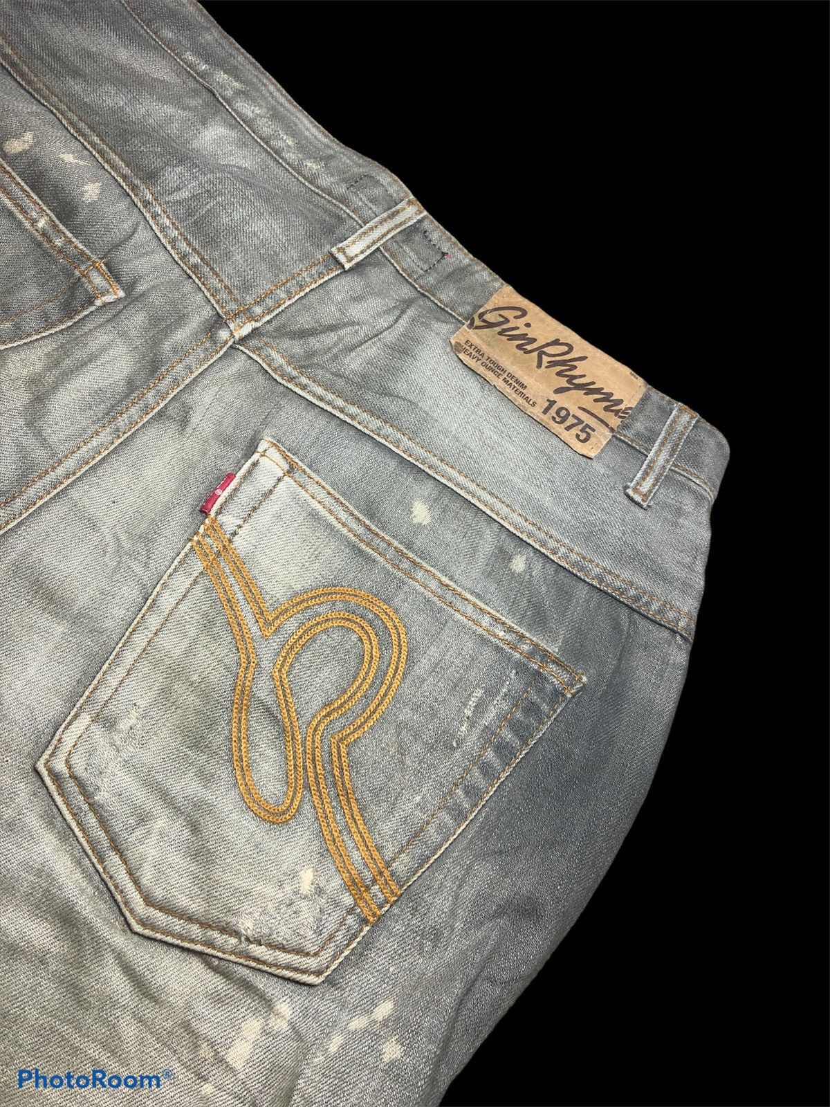 Other GIN RHYMES WASHED GRAY PATCHES DISTRESSED BLEACH DENIM Size US 33 - 6 Thumbnail