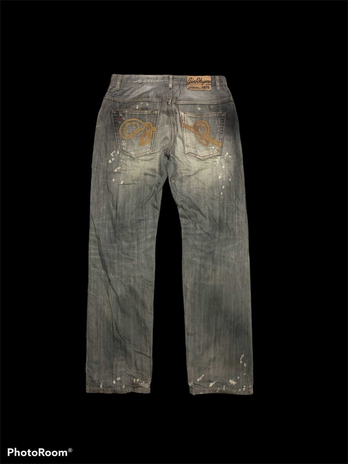 Other GIN RHYMES WASHED GRAY PATCHES DISTRESSED BLEACH DENIM Size US 33 - 3 Thumbnail