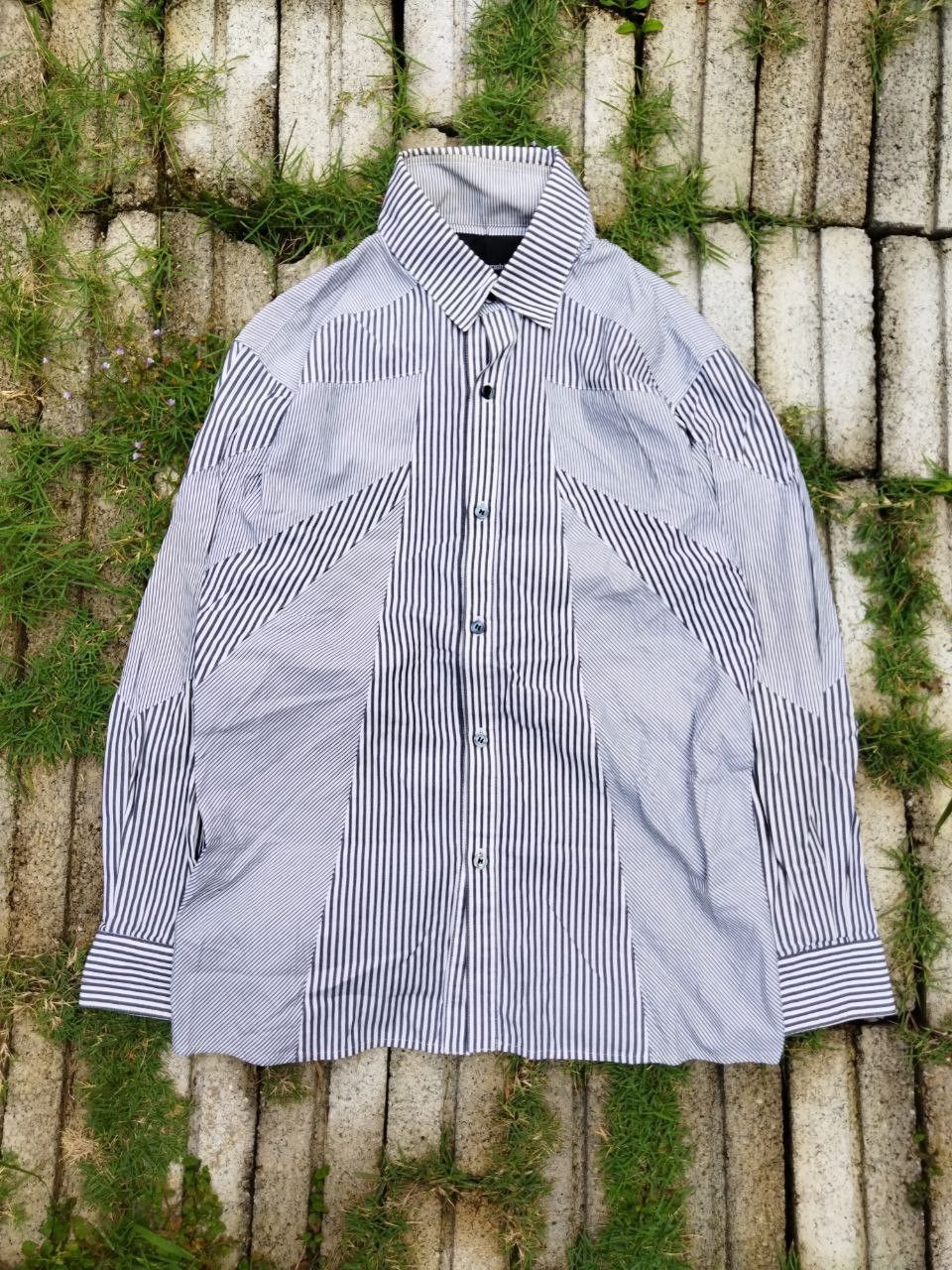 image of Yoshio Kubo Japan Button Shirt in Grey Stripes, Men's (Size Medium)