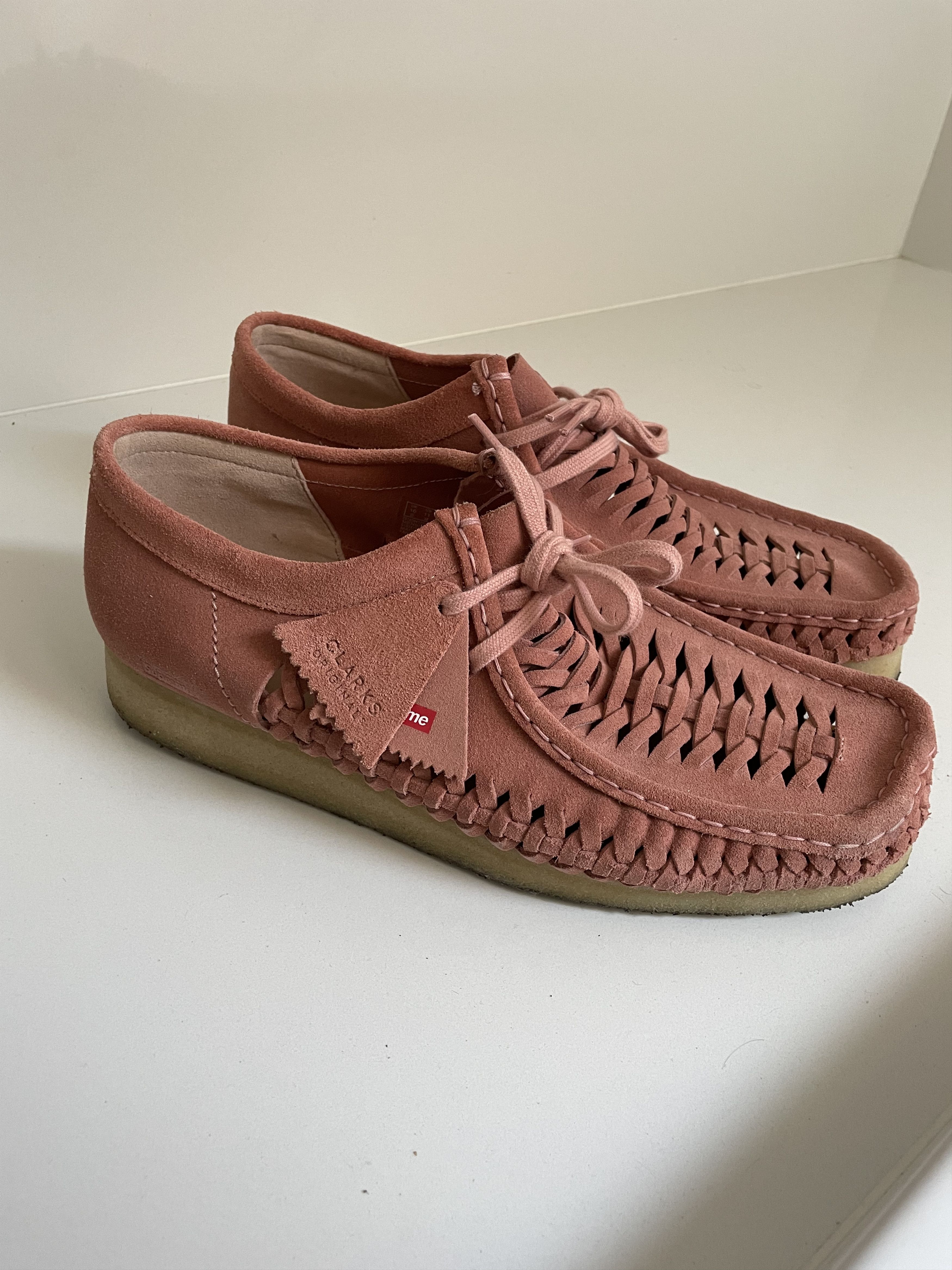 Clarks × Supreme Wallabee weave pink suede | Grailed