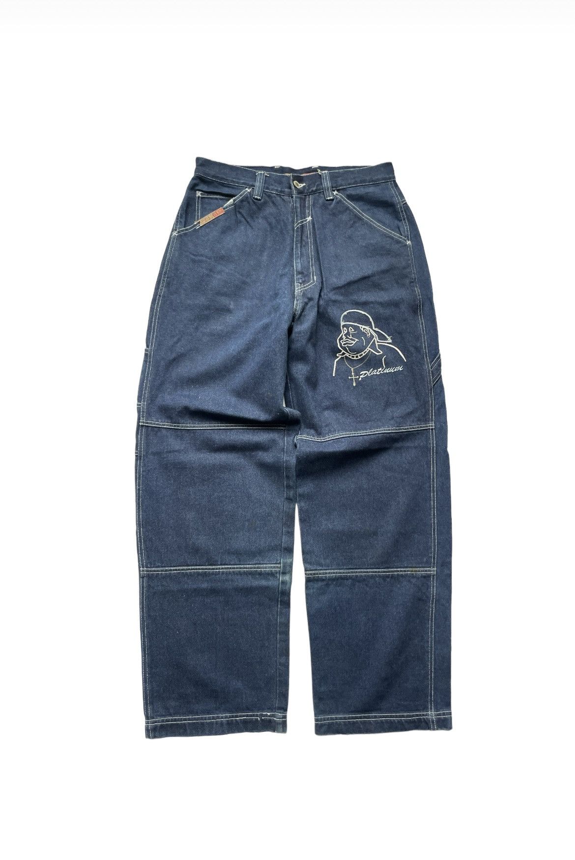 Fubu Vintage Platinum Embroidered Baggy Y2K Jeans 32x34 Size US 32 / EU 48 - 1 Thumbnail