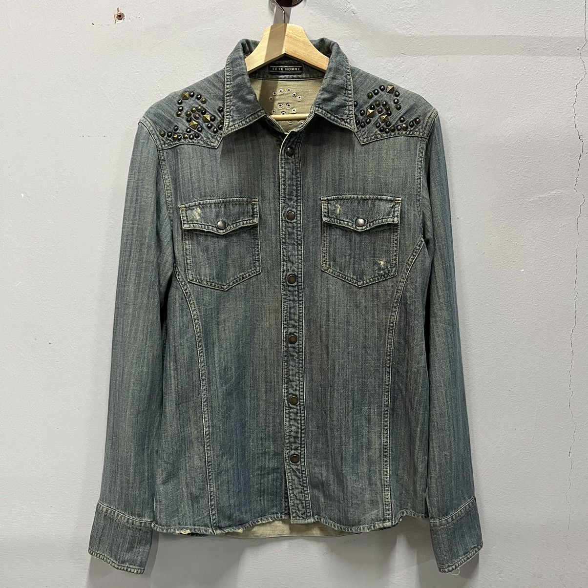 Vintage Tete Homme studded denim shirt