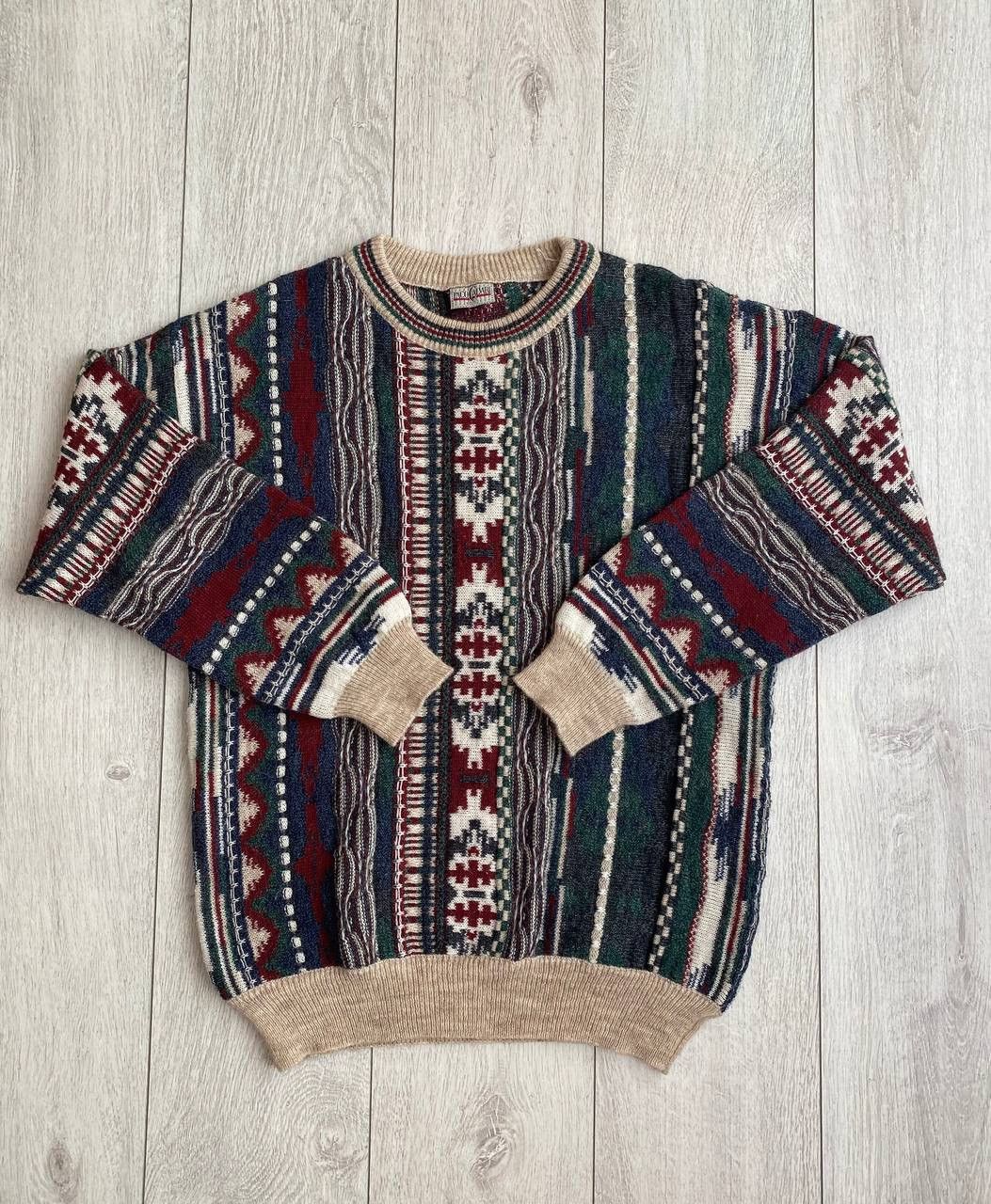 Vintage Coogi Style Multicolored Knitted Sweater