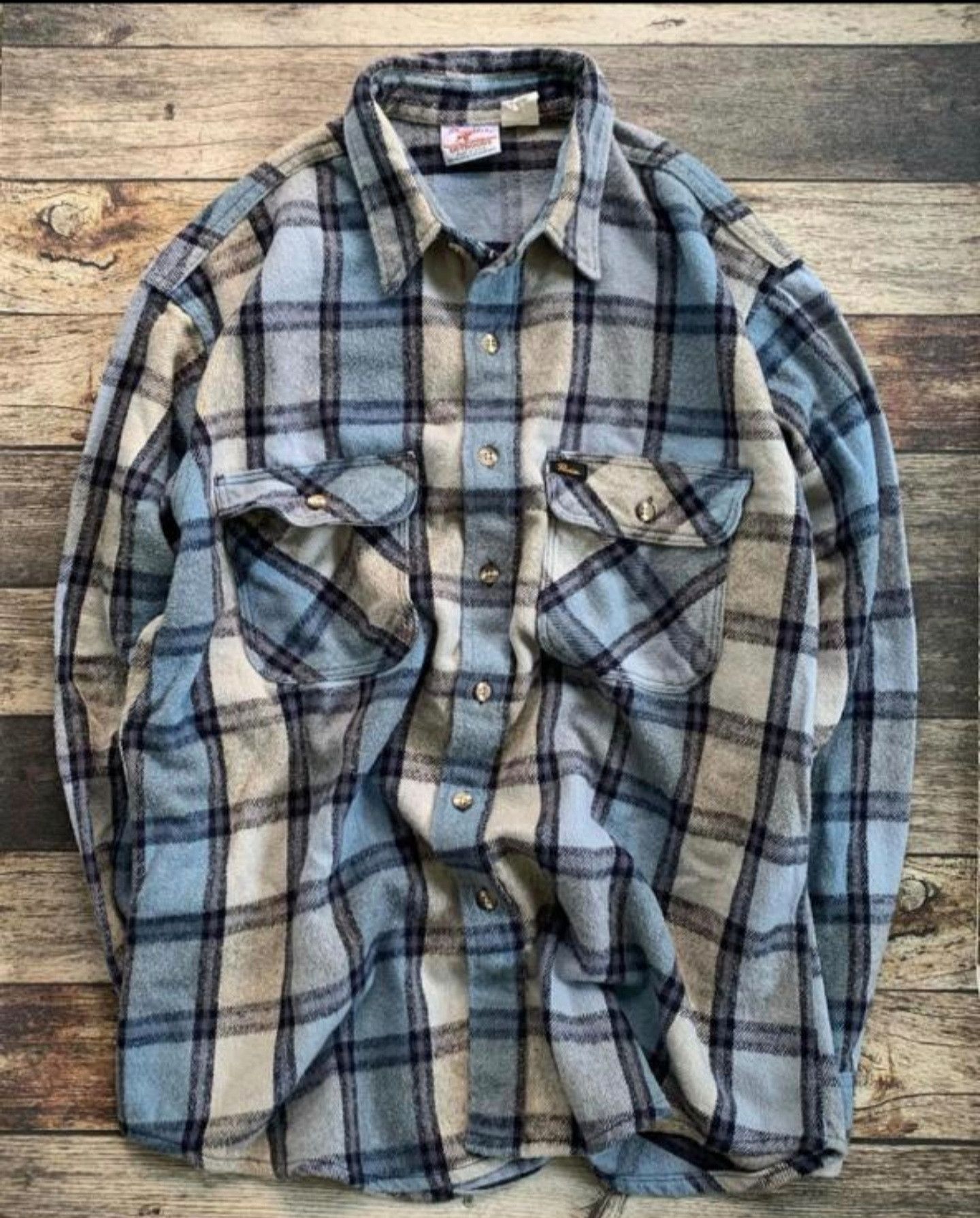 Vintage blue flannel shirt made in usa