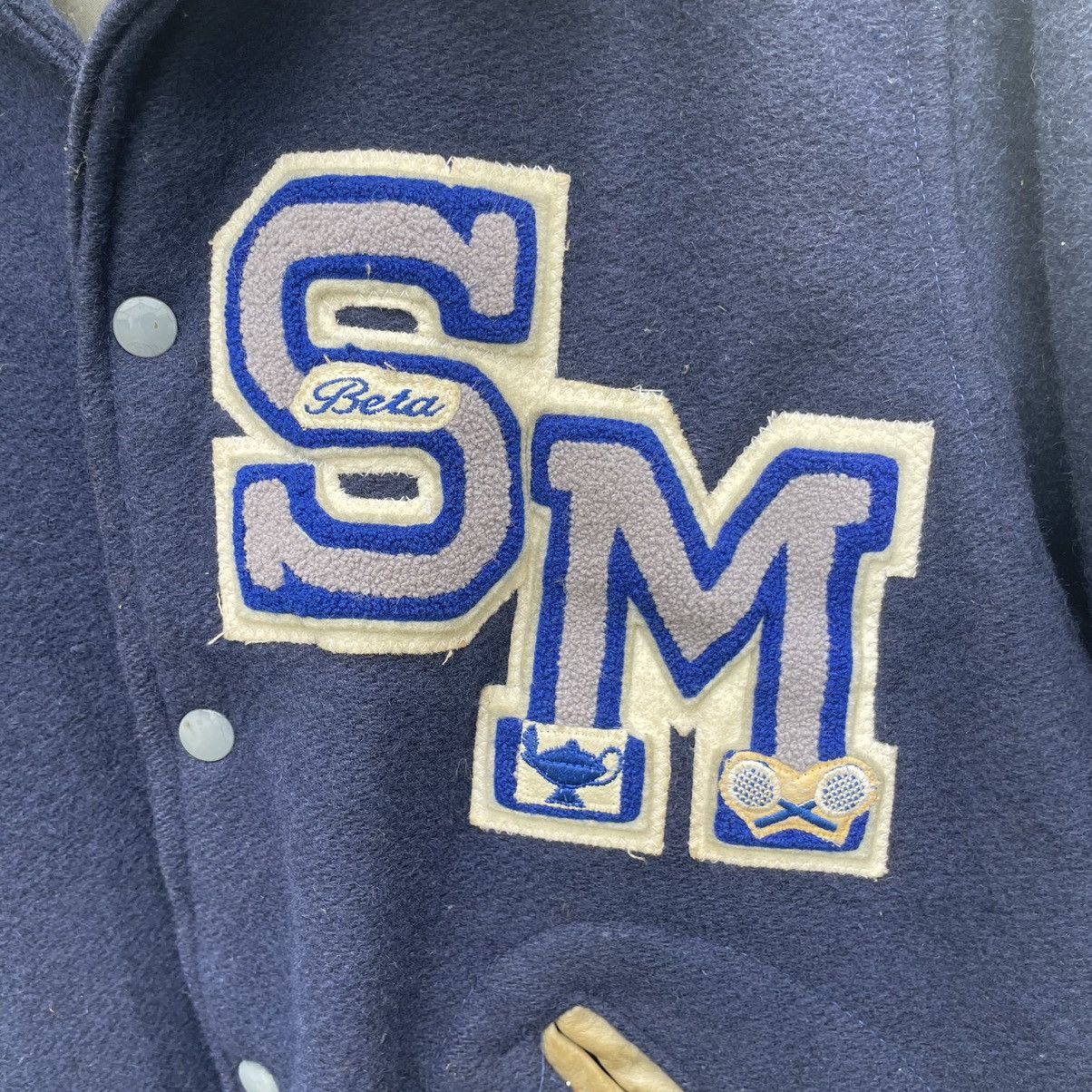 Vintage 💥80s SM BETA VARSITY JACKET FAB-Knit BIG LOGO Size US M / EU 48-50 / 2 - 5 Thumbnail