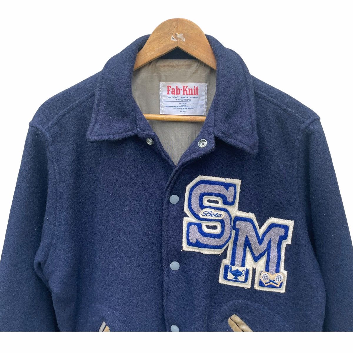 Vintage 💥80s SM BETA VARSITY JACKET FAB-Knit BIG LOGO Size US M / EU 48-50 / 2 - 4 Thumbnail