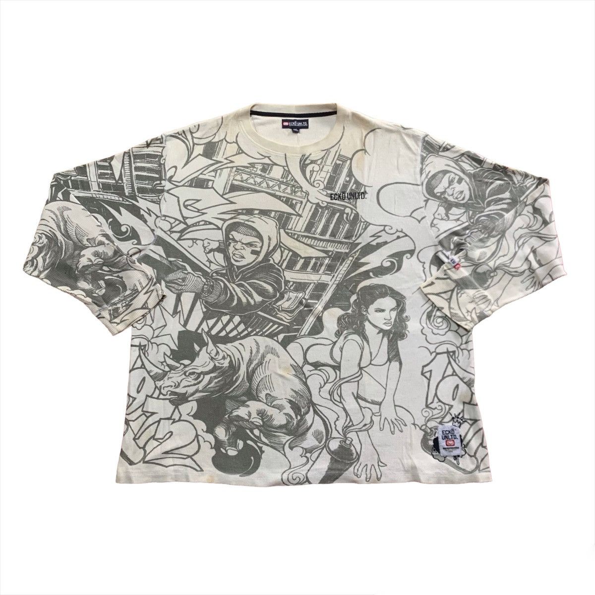 Ecko Unltd. × Vintage Rare Vintage Ecko AOP Art Tattoo Design Longsleve Shirt Size US XXL / EU 58 / 5 - 1 Thumbnail