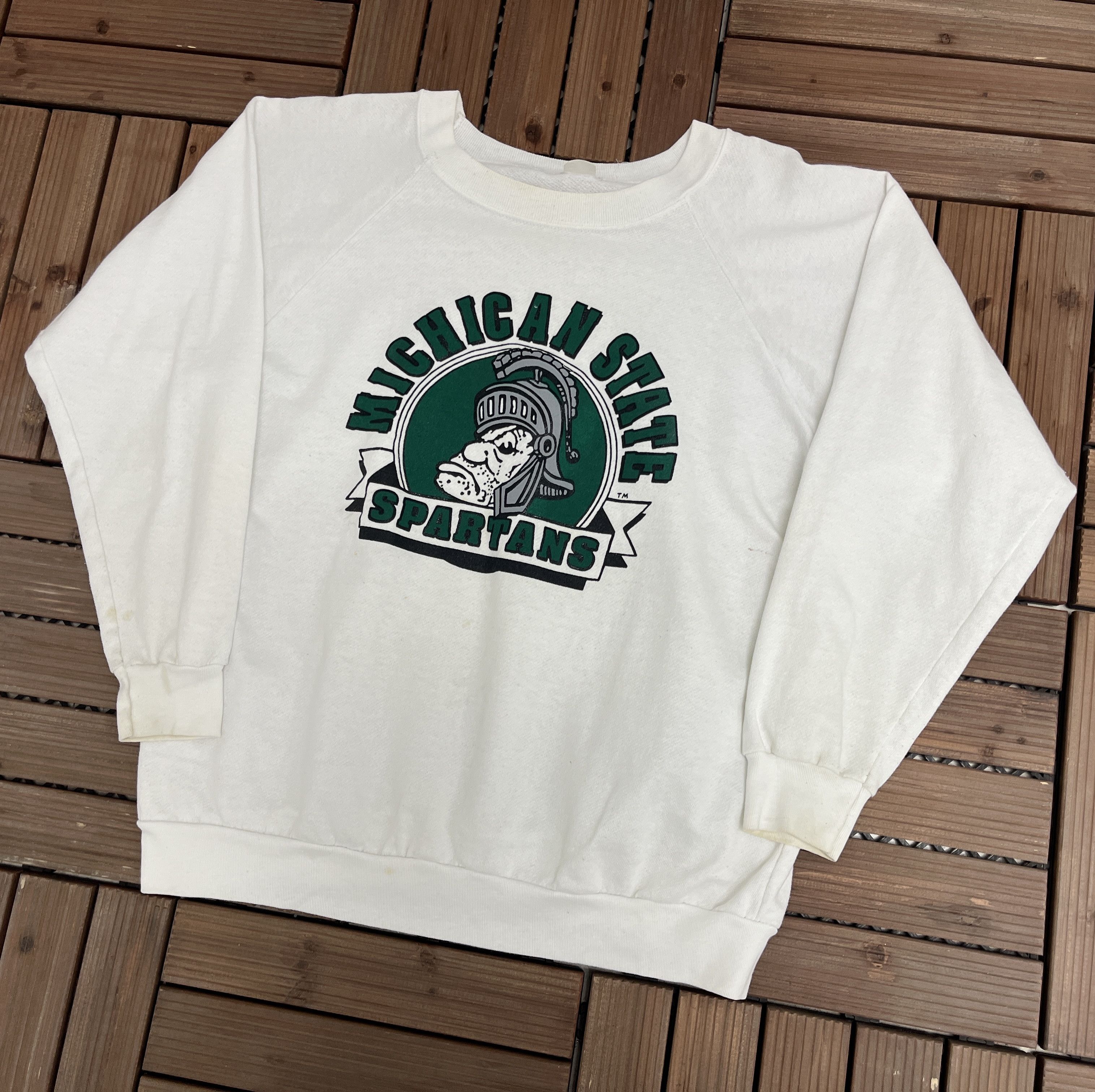 Vintage Michigan State Spartans Vintage Sweater Crewneck Size US L / EU 52-54 / 3 - 3 Thumbnail