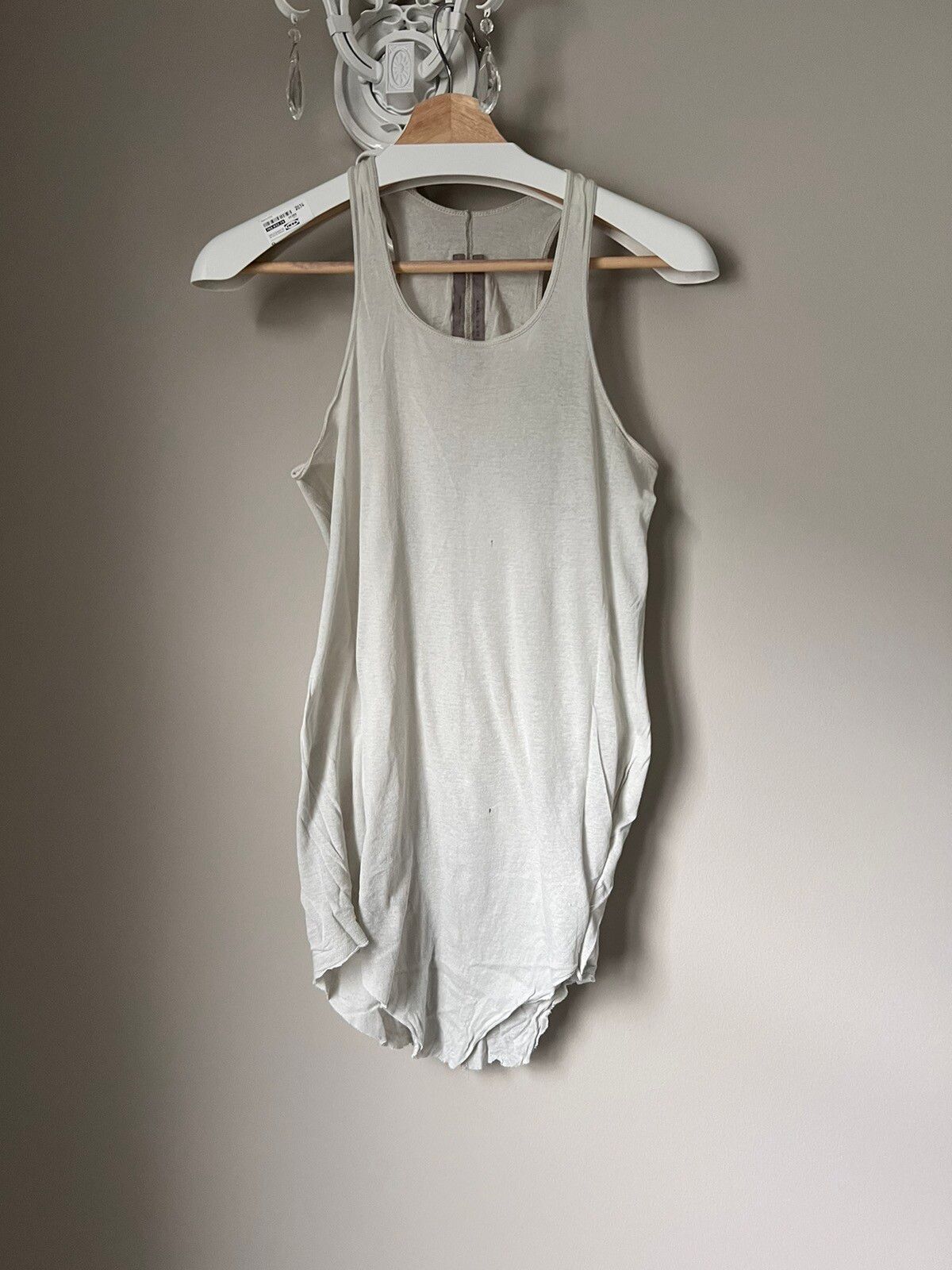 Pre-owned Rick Owens Ss19 Babel Curved Hem Tank In White
